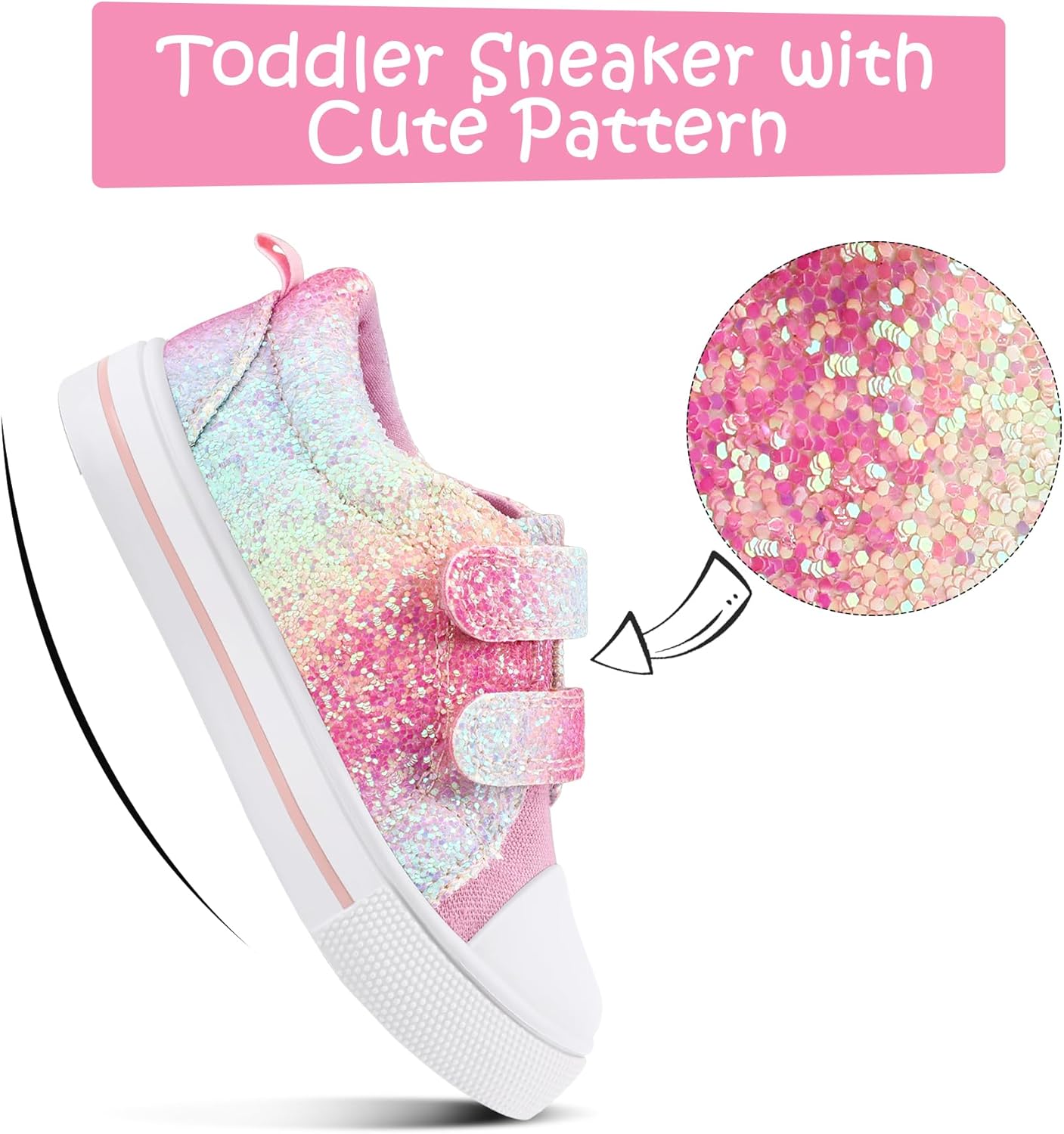 K KomForme Toddler Boys & Girls Shoes Kids Canvas Sneakers with Cartoon Dual Hook and Loops - Image 3