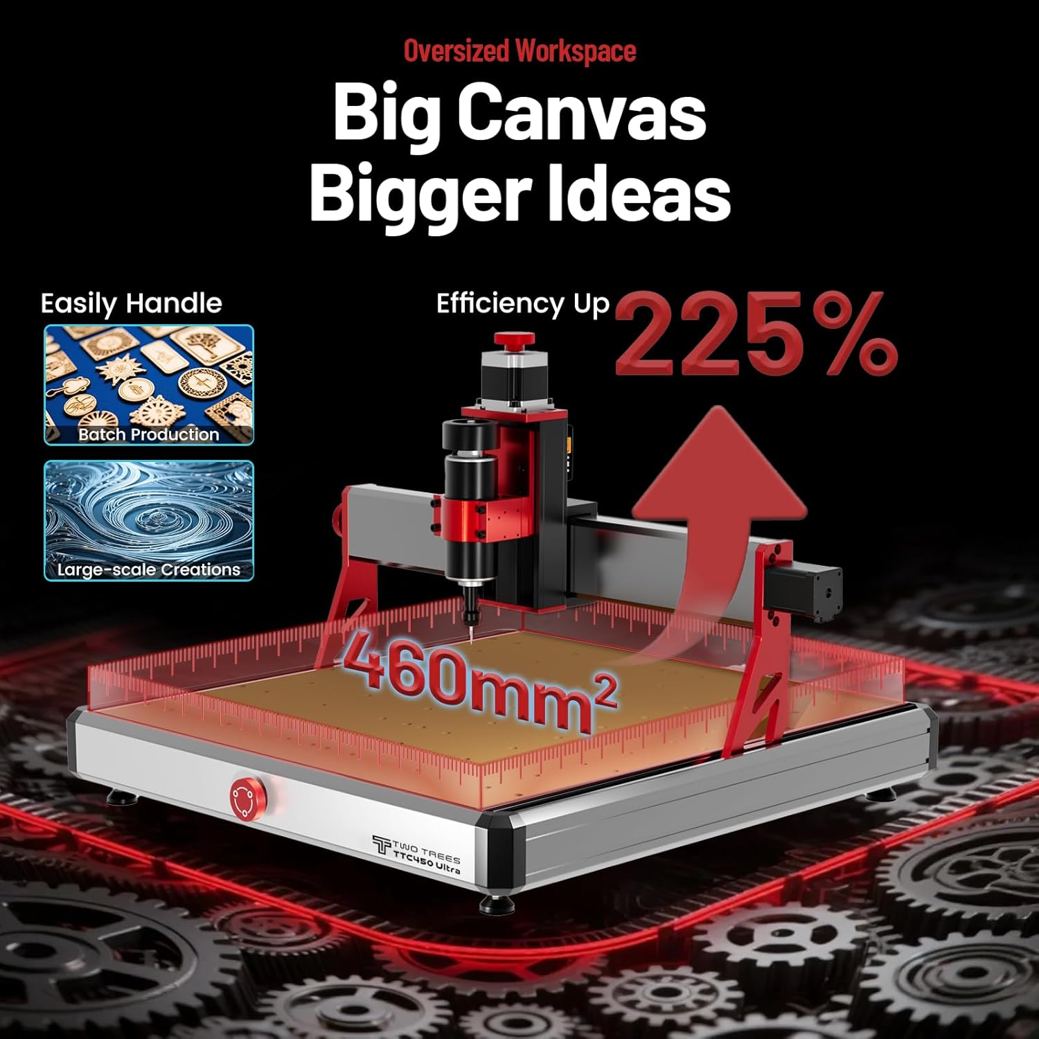 TTC 450 Ultra CNC Router Machine, Desktop cnc machine with 3.5" Touch Screen,500W Spindle Motor,465 x 465 mm Working Area,3-Axis Engraving All Metal Milling Machine for Wood Acrylic MDF Nylon