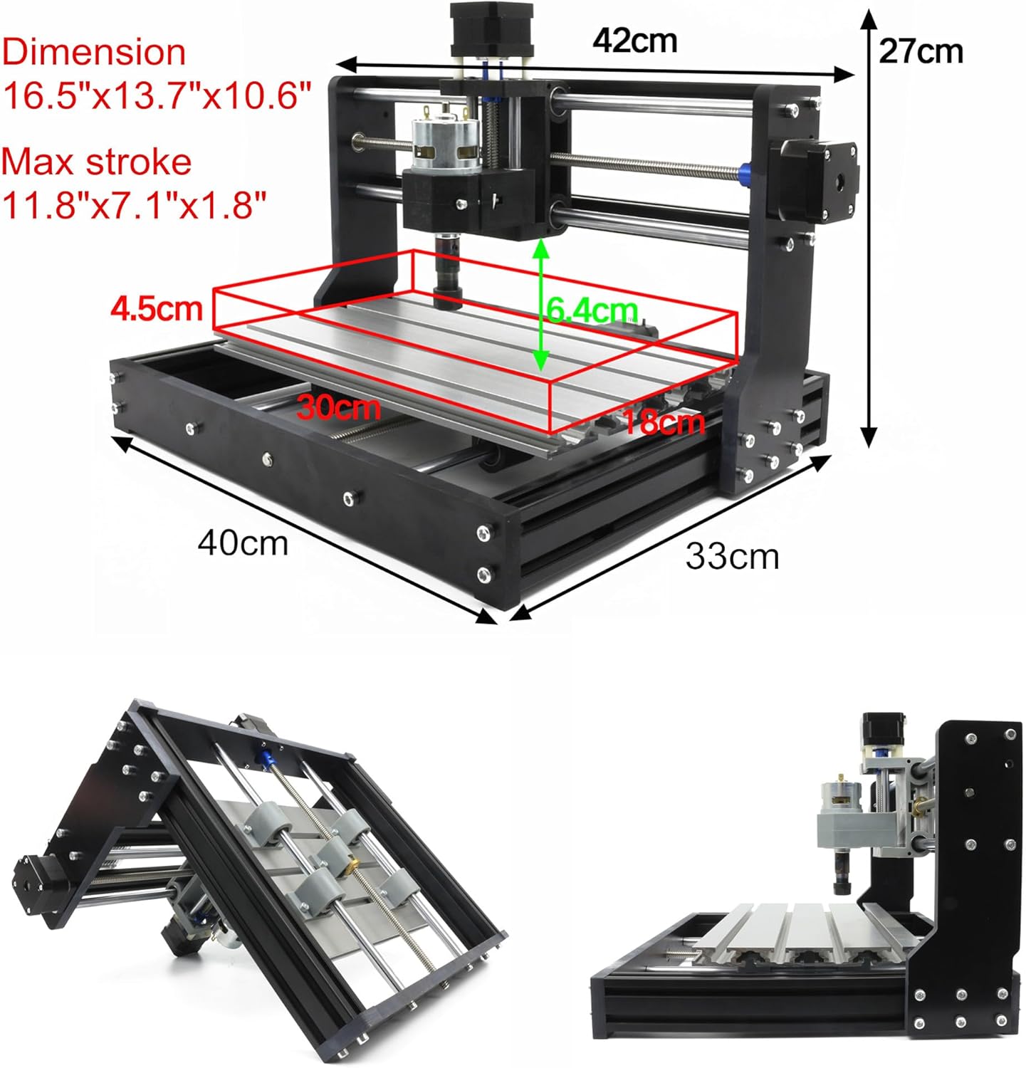 CNCTOPBAOS CNC 3018-PRO Wood Router Kit 3 Axis USB DIY Mini Engraver Milling Engraving Machine Cutter Plastic Acrylic PCB PVC Carving GRBL Control 300x180x45mm