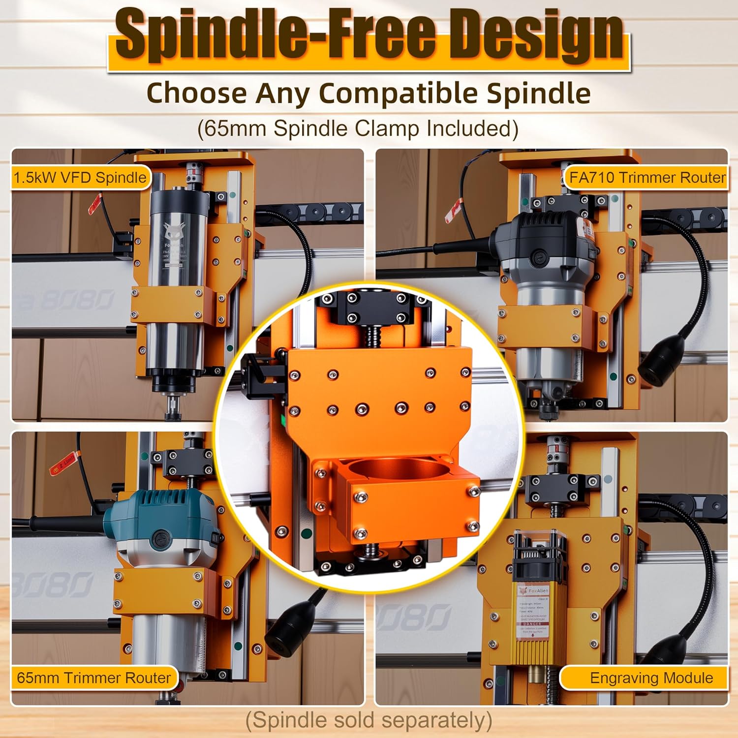 FoxAlien XE-Ultra 8080 CNC Router Machine with NEMA 23 Closed-loop Stepper Motor, Large Size Benchtop Engraving Milling Machine for Woodworking, Aluminum, Acrylic, Carbon Fiber DIY Cutting - Image 2