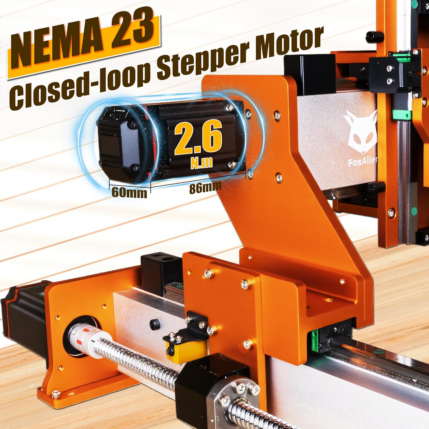 FoxAlien XE-Ultra 8080 CNC Router Machine with NEMA 23 Closed-loop Stepper Motor, Large Size Benchtop Engraving Milling Machine for Woodworking, Aluminum, Acrylic, Carbon Fiber DIY Cutting - Image 3