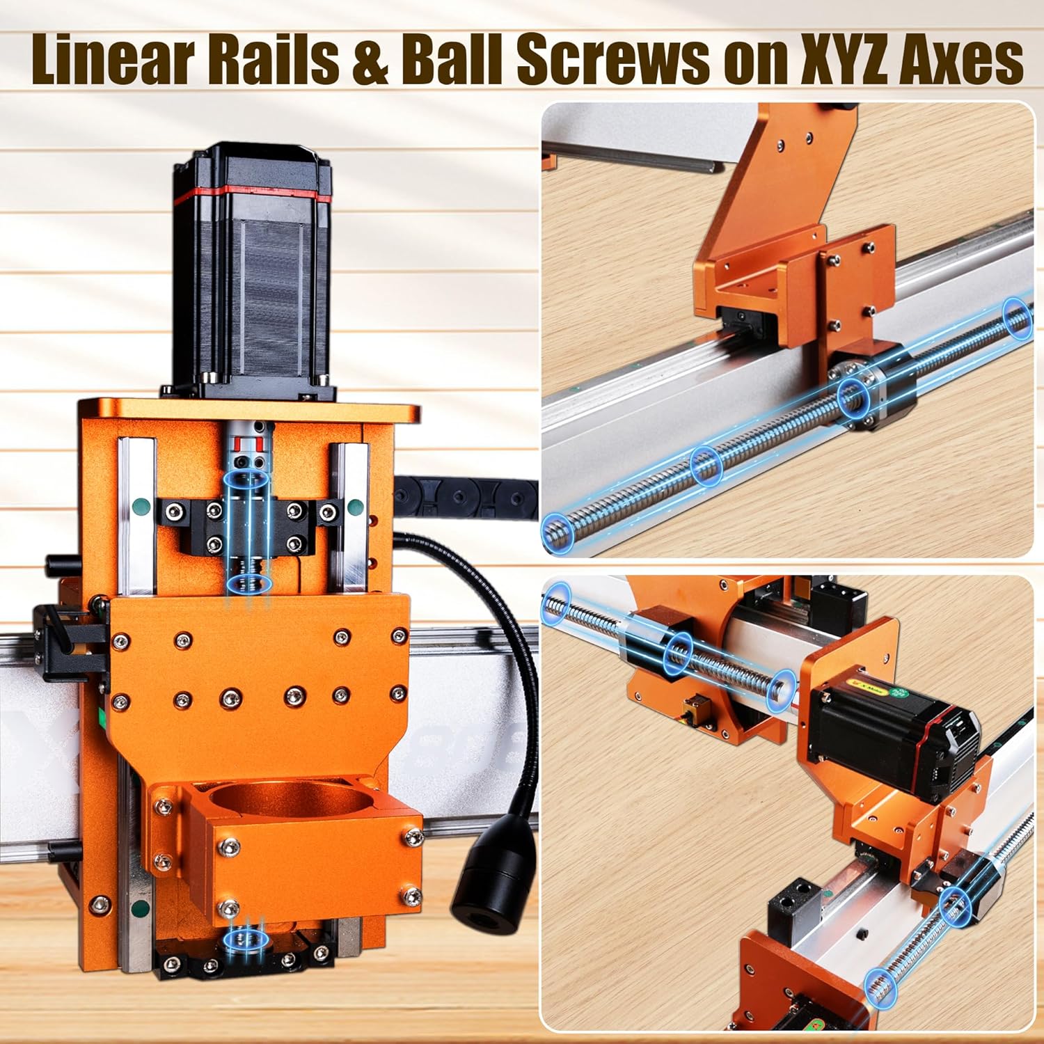 FoxAlien XE-Ultra 8080 CNC Router Machine with NEMA 23 Closed-loop Stepper Motor, Large Size Benchtop Engraving Milling Machine for Woodworking, Aluminum, Acrylic, Carbon Fiber DIY Cutting - Image 4