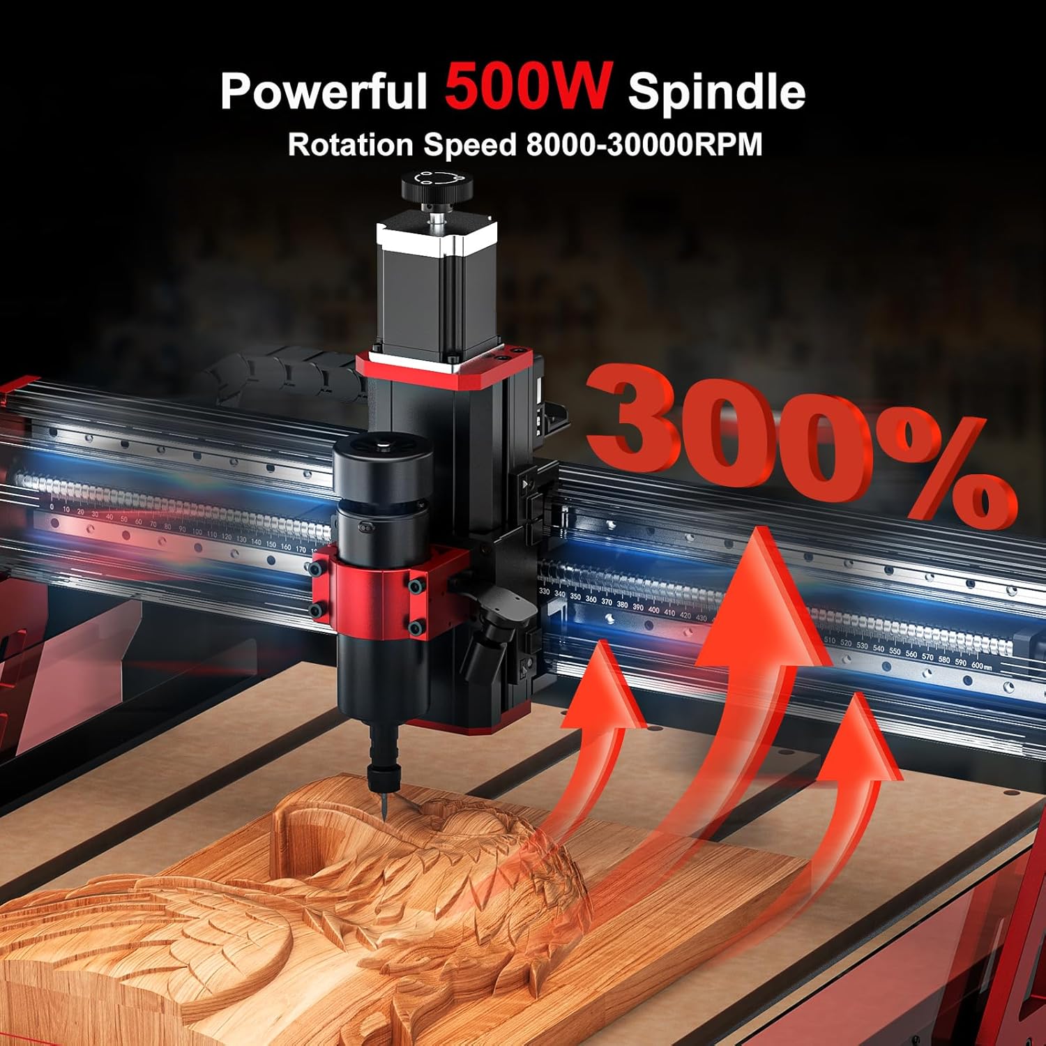CNC Router Machine 500W Spindle CNC Laser Cutter, Machine for Metal High Torque NEMA 23 Stepper Motor, Linear Rails & Ball Screws 3-Axis Engraving Milling Machine for Wood Cutting - Image 3