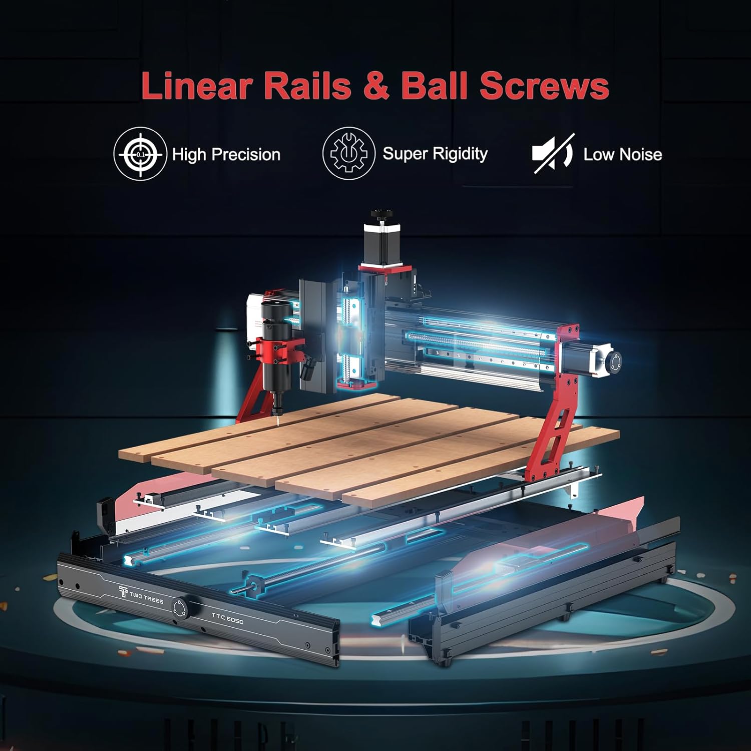 CNC Router Machine 500W Spindle CNC Laser Cutter, Machine for Metal High Torque NEMA 23 Stepper Motor, Linear Rails & Ball Screws 3-Axis Engraving Milling Machine for Wood Cutting - Image 4