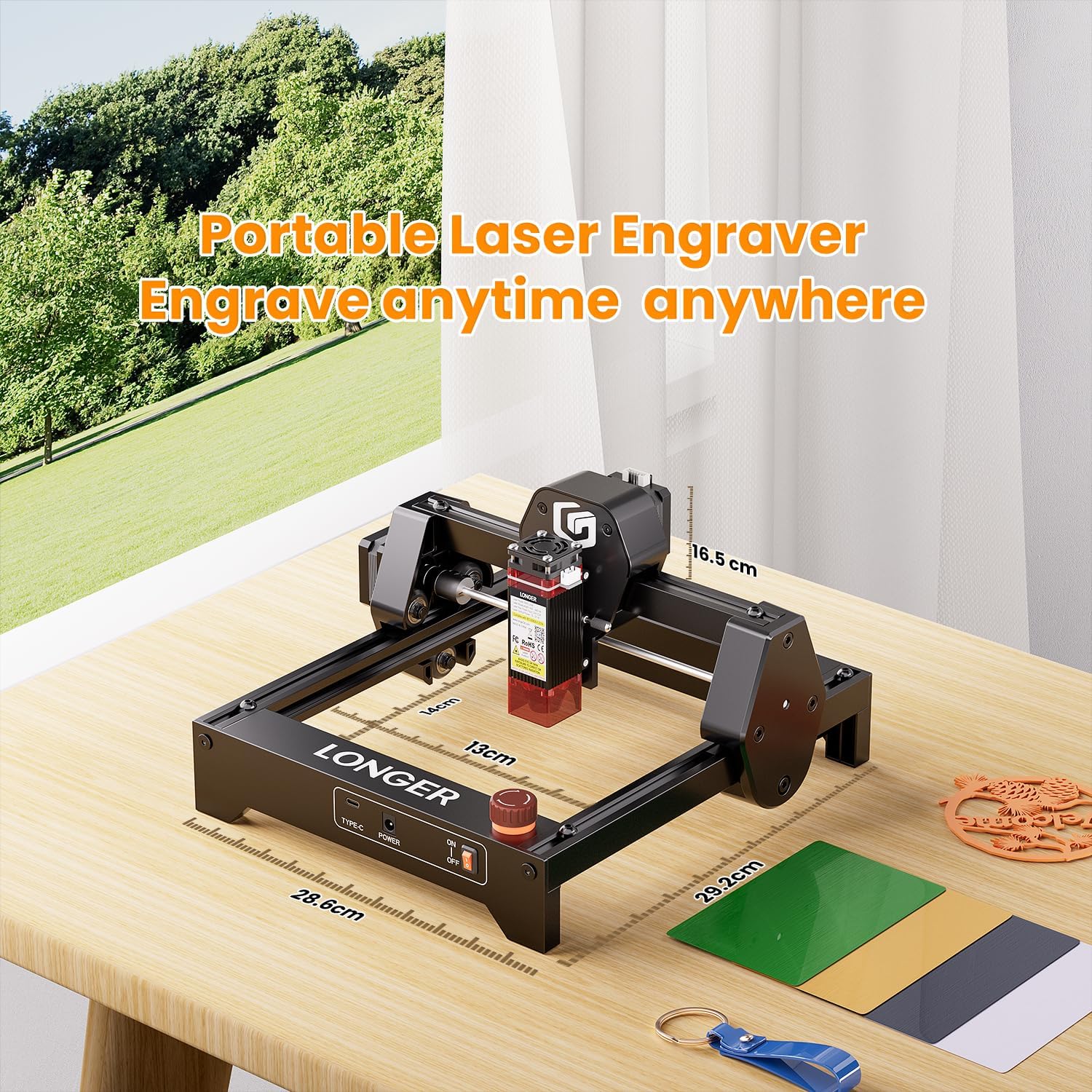 LONGER Ray5 mini Laser Engraver, 12000mm/min High-Speed Cutter for Wood, Metal, Acrylic, Leather, DIY CNC, 140x130mm Engraving Area, WiFi, Emergency Stop Safety (2.5W)