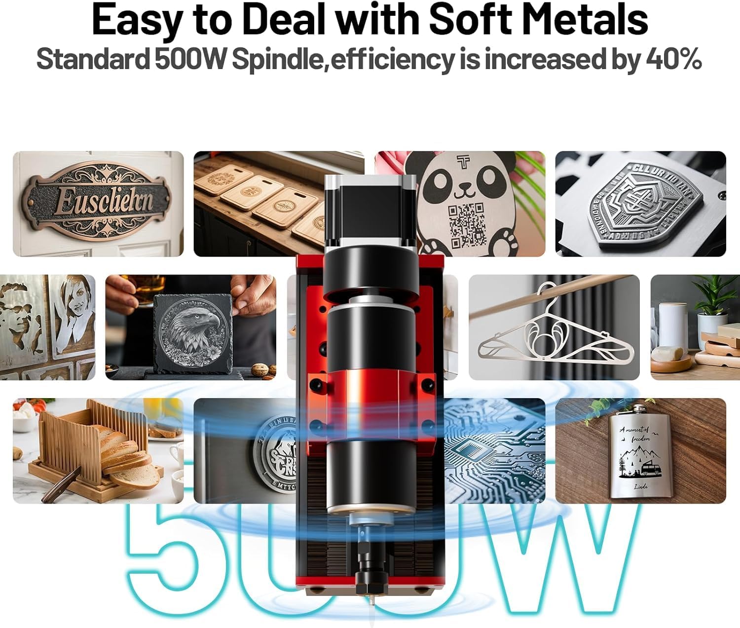 Twotrees TTC450 Ultra CNC Router Desktop CNC Router 465x465mm Large Work Area, 500W Spindle 3.5-inch Touch Screen, All-Metal 3-Axis Engraving Machine for Wood, Acrylic, MDF, Aluminum, Plastic