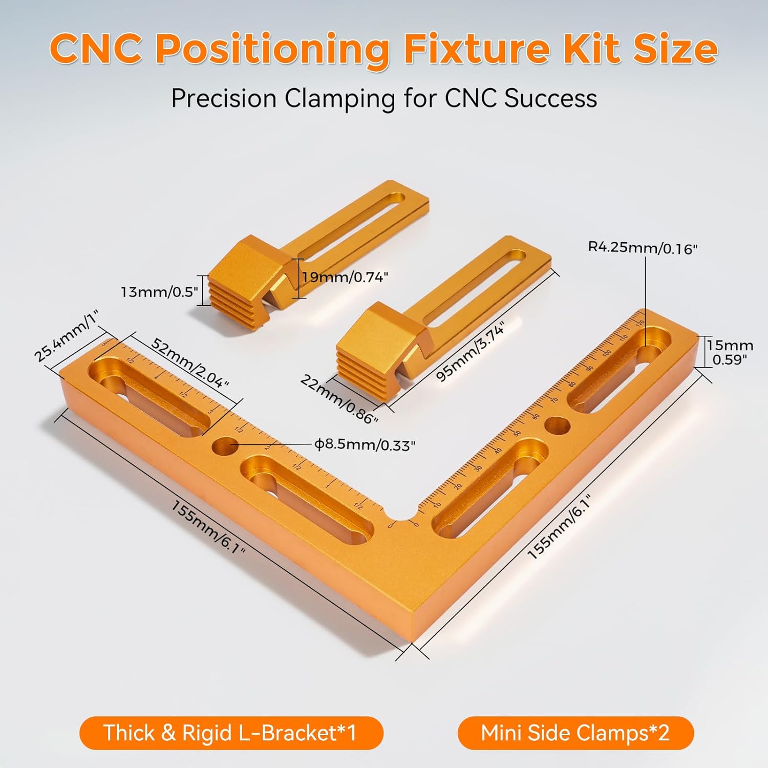 CNC Workpiece Positioning Fixture, CNC Vise/CNC Clamps for T-Slot & Perforated Tables - Woodworking Fixture with Repeatable Positioning Side Clamping, CNC Machining, Engraving, and DIY Projects