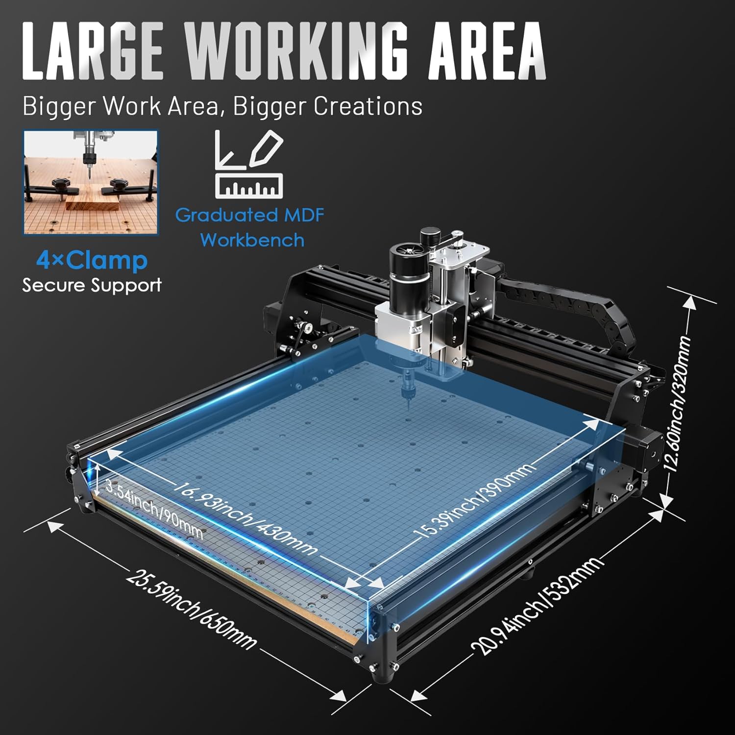 3-Axis CNC Router Machine, 500W Spindle Wood Engraver Machine, 16.9″ × 15.4″ Large Working Area, CNC Engraving Machine with Z Probe & Offline Controller, Wood Acrylic MDF Nylon Routing Milling Carving