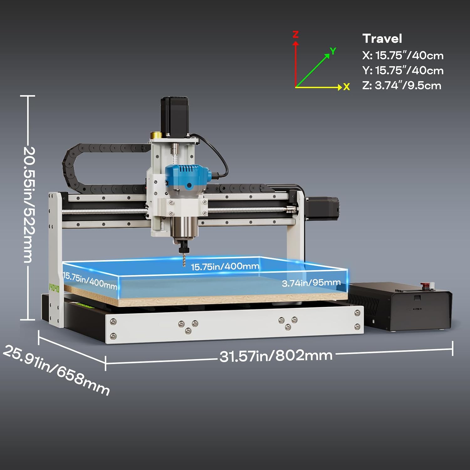Axiscreat 4040 CNC Router Machine with Linear Guide & Ball Screw Motion, Achieve ±0.005mm Accuracy for High Precision Metal Aluminum Copper Wood Acrylic PCB Engraving