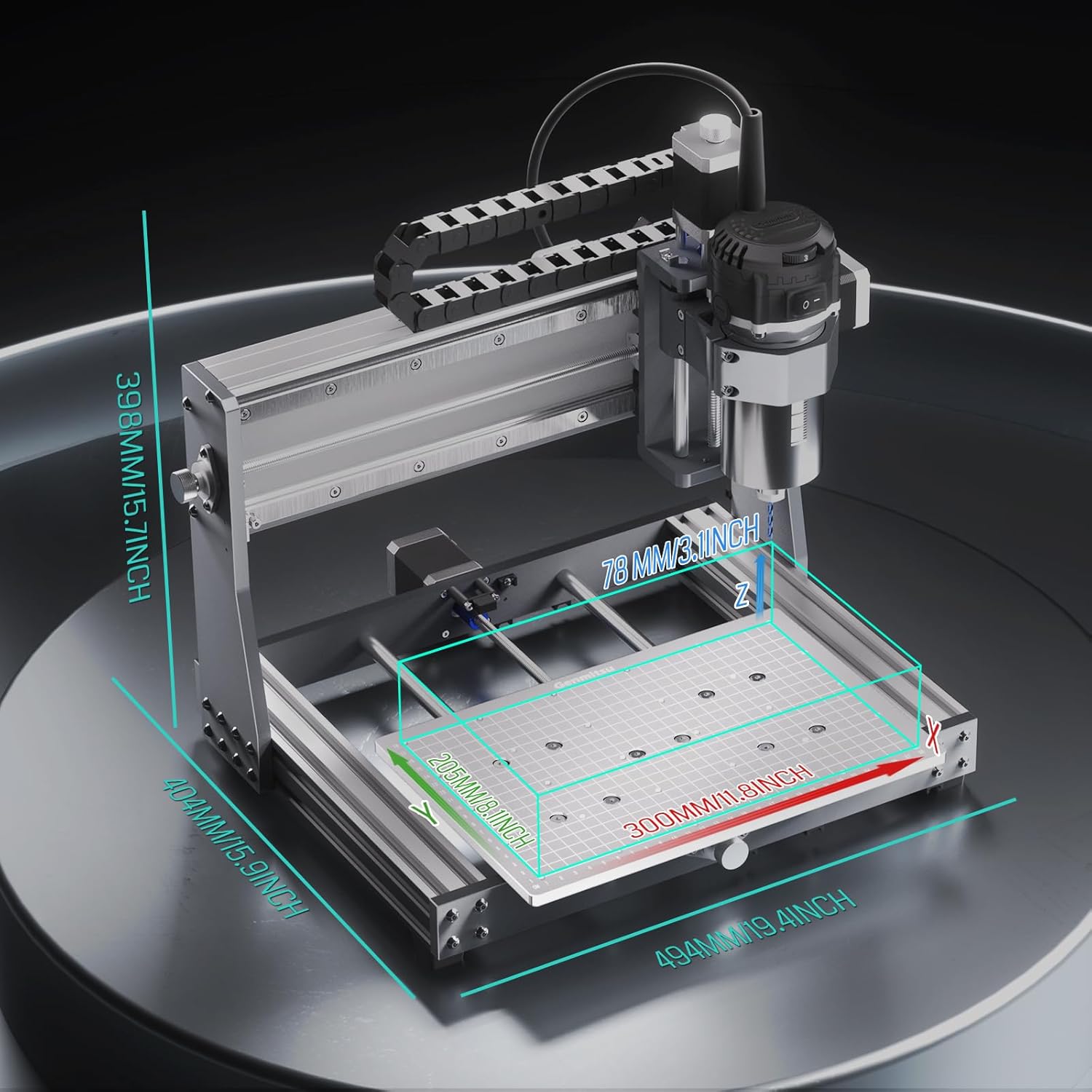 SainSmart Genmitsu 3020-PRO Ultra CNC Router Machine, All-Metal Engraver, Upgraded 710W Spindle for Metal, Wood, Acrylic, PCB, MDF, 60mm Stepper Motor, Work Area 11.8"x8.1"x3.1"