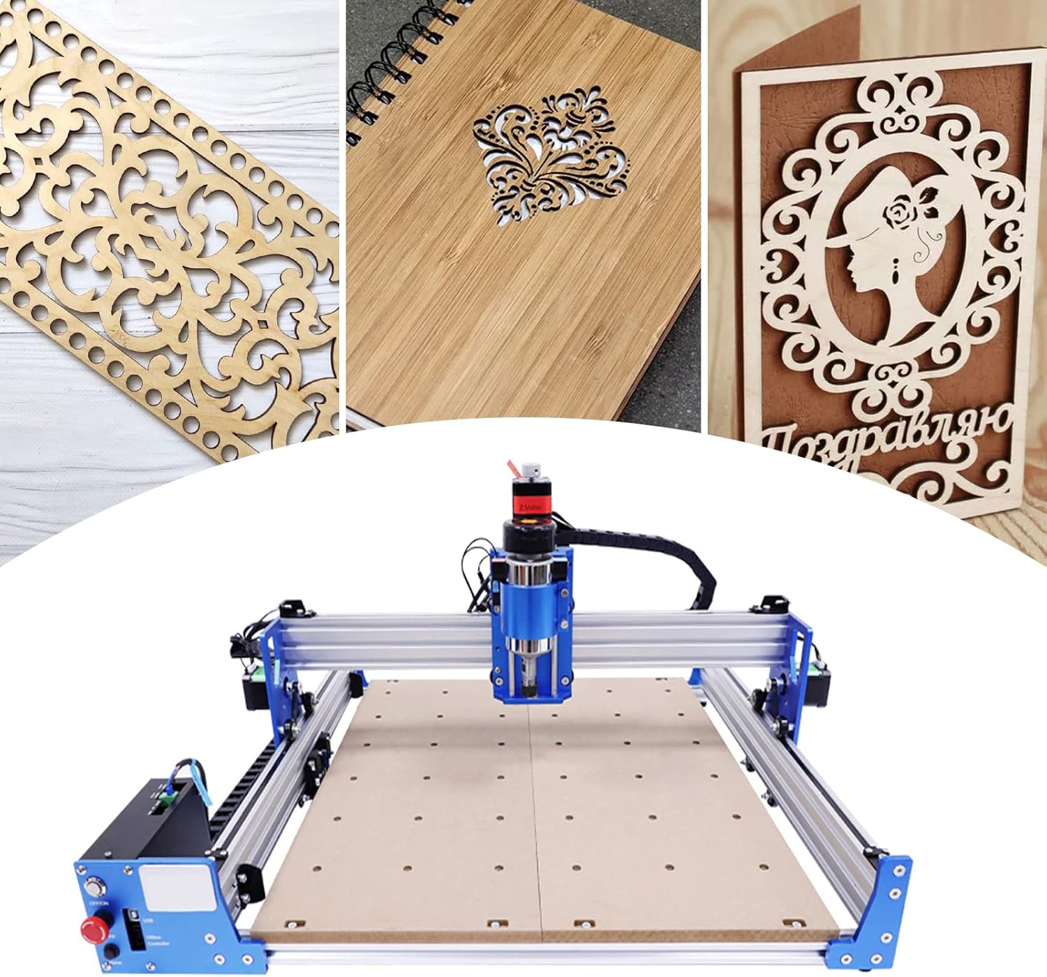 CNC Router Machine, CNC Machine Kit Pro Milling Machine, Mini DIY CNC Router Kit, Engraving Machine, for Wood Metal Acrylic MDF Carving Arts Crafts DIY Design - Image 3
