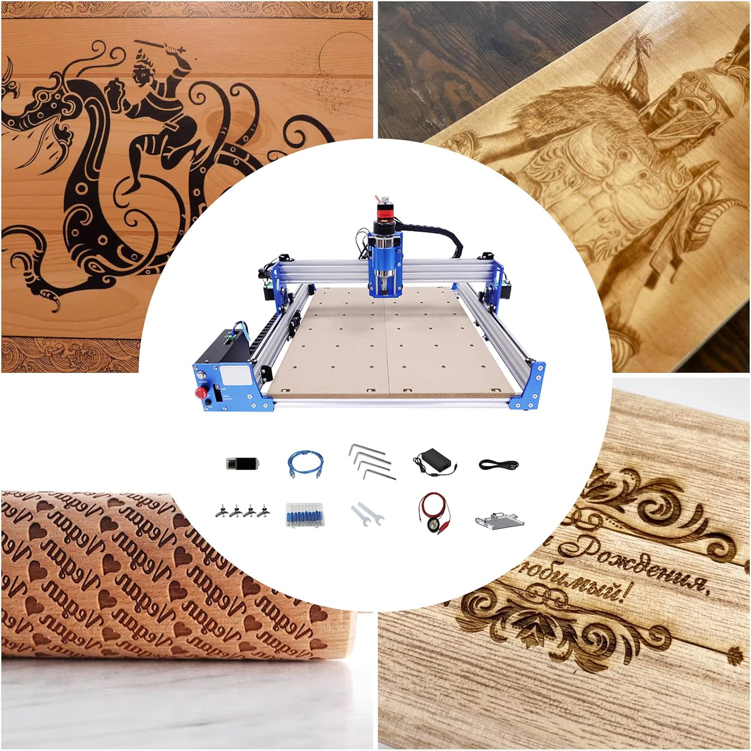 CNC Router Machine, CNC Machine Kit Pro Milling Machine, Mini DIY CNC Router Kit, Engraving Machine, for Wood Metal Acrylic MDF Carving Arts Crafts DIY Design - Image 4