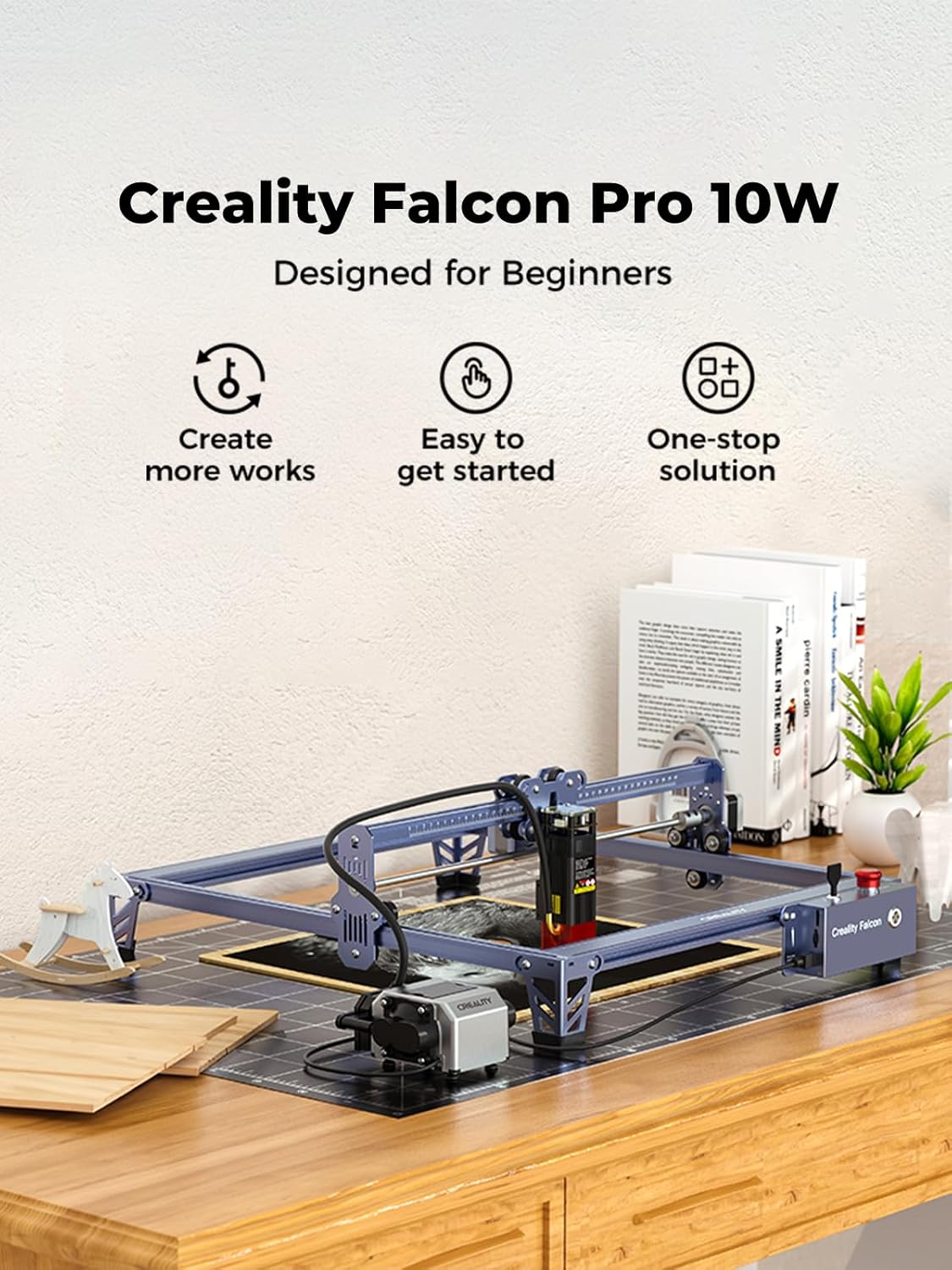 Creality 72000mW Output Power Laser Engraver, Falcon Pro 10W with Air Assist Laser Engraving Machine, CNC Machine Laser Engraver for Wood and Metal, Paper, Acrylic, Leather
