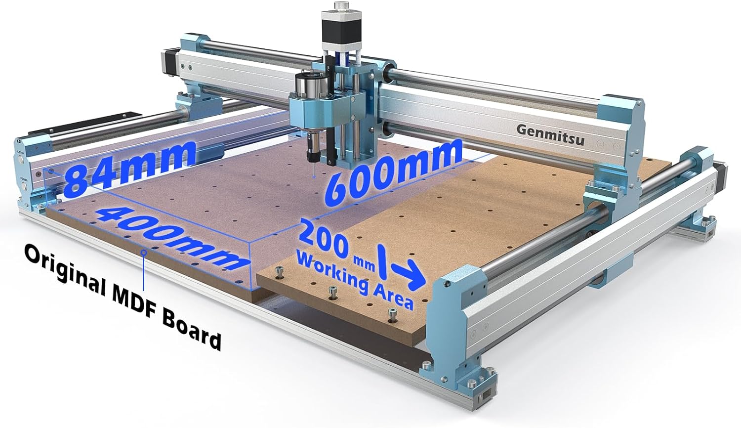 Genmitsu CNC Router Machine 4040-PRO + X-axis Extension to 6040 Kit + Threaded Inserts 2040 MDF Spoilboard