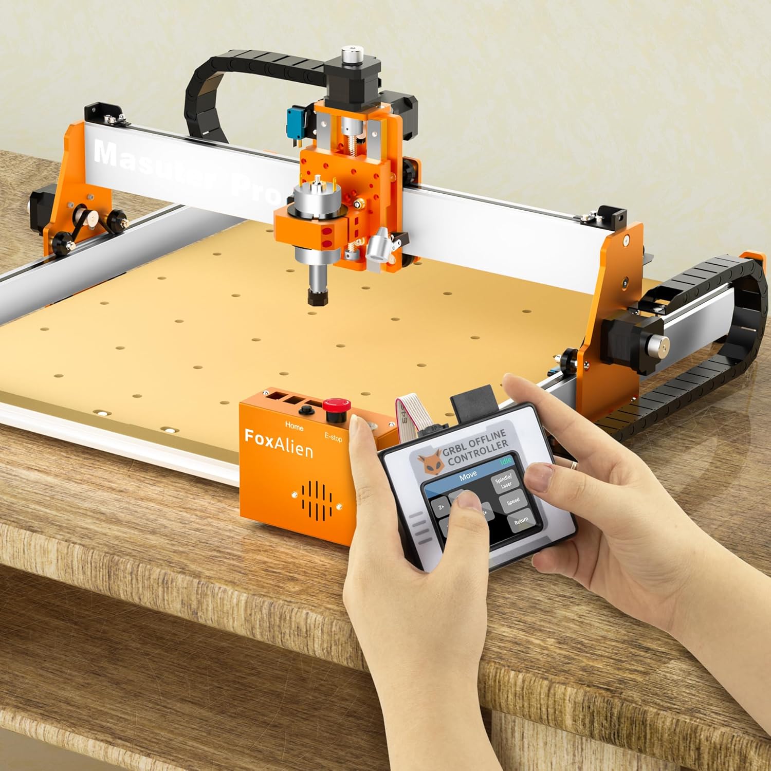 FoxAlien CNC Offline Controller for Masuter Pro and Masuter 3, Offline Control Module with Touchscreen LCD GRBL Control for FoxAlien CNC Router Engraving Machine