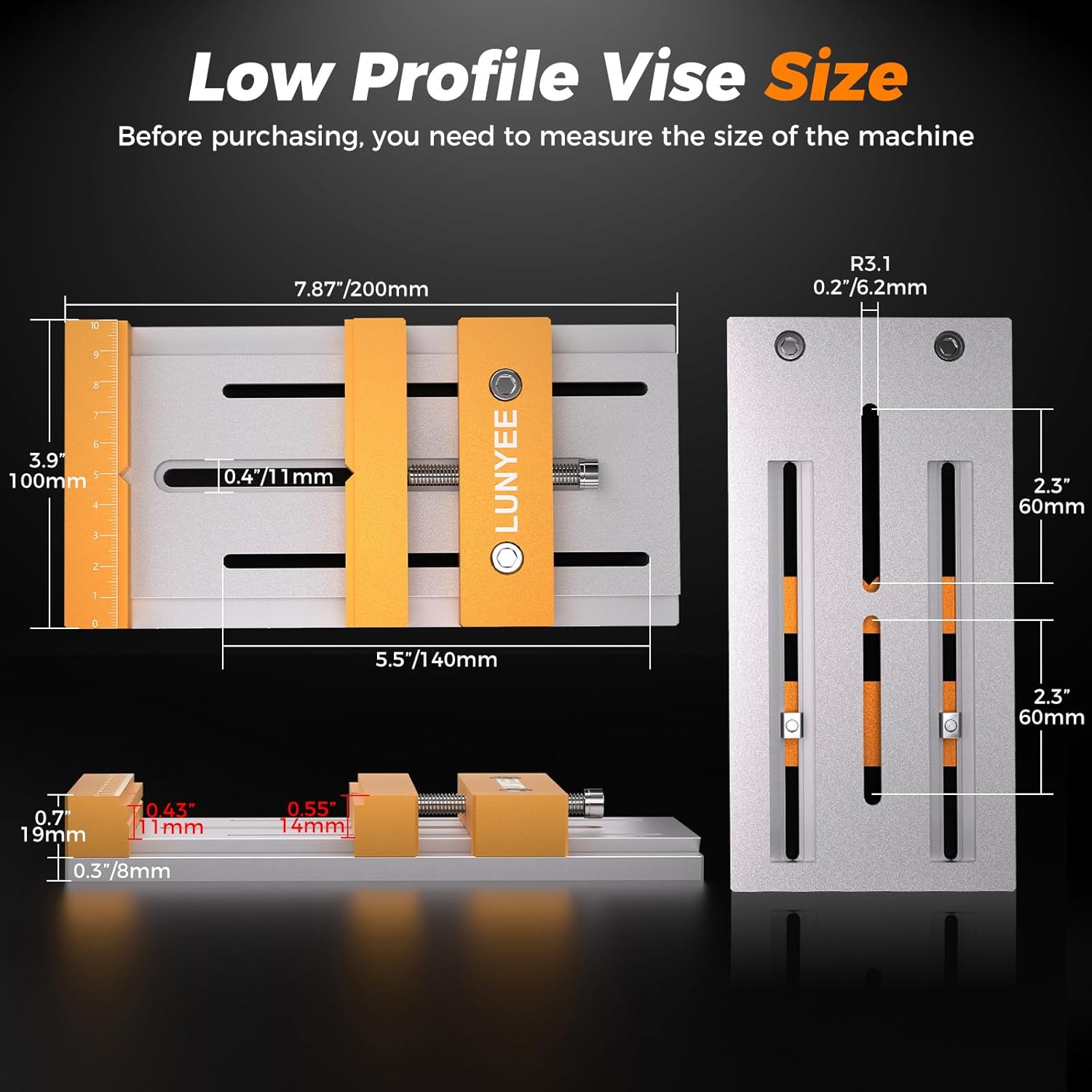 CNC Vise Worktable for Desktop CNC Router Machines – 7.87” x 3.94” (20x10cm), High Precision, 136mm Clamping Range, Stable Design for Woodworking & Metalworking