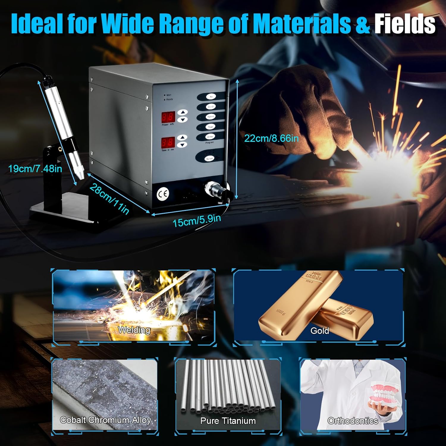 RibasuBB Automatic CNC Spot Welding Machine, Handheld Welding Machine Portable for Metal, 110v / 60hz Permanent Jewelry Welder kits Weldable Solid Gold, Aluminum, Titanium Welding