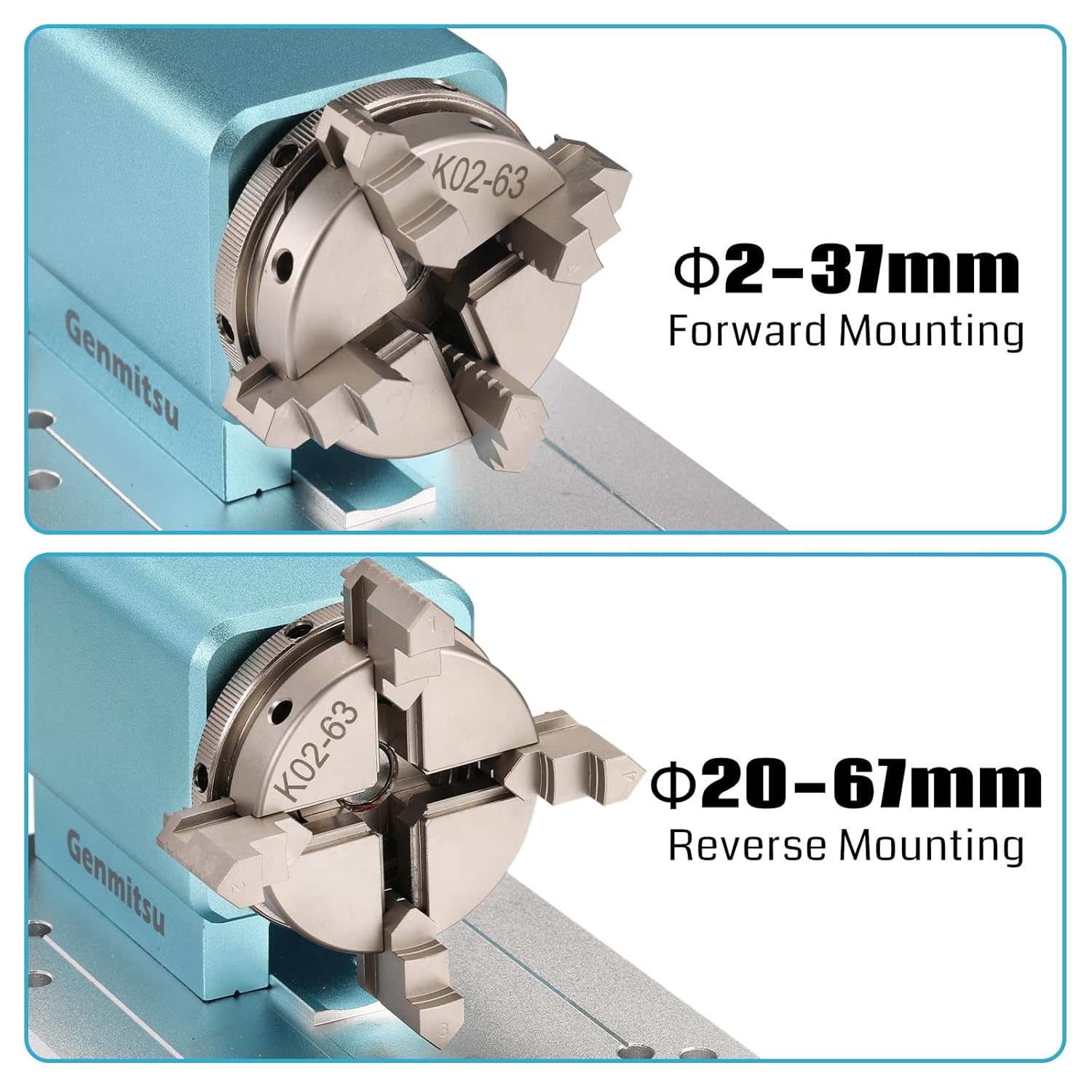 Genmitsu Rotary Module Kit for Prover XL 4030 V1/Prover XL 6050 Plus CNC Router Machine with NEMA23 Planetary Geared Stepper Motor, 4 Jaw Chuck, 10:1 Speed Reducer