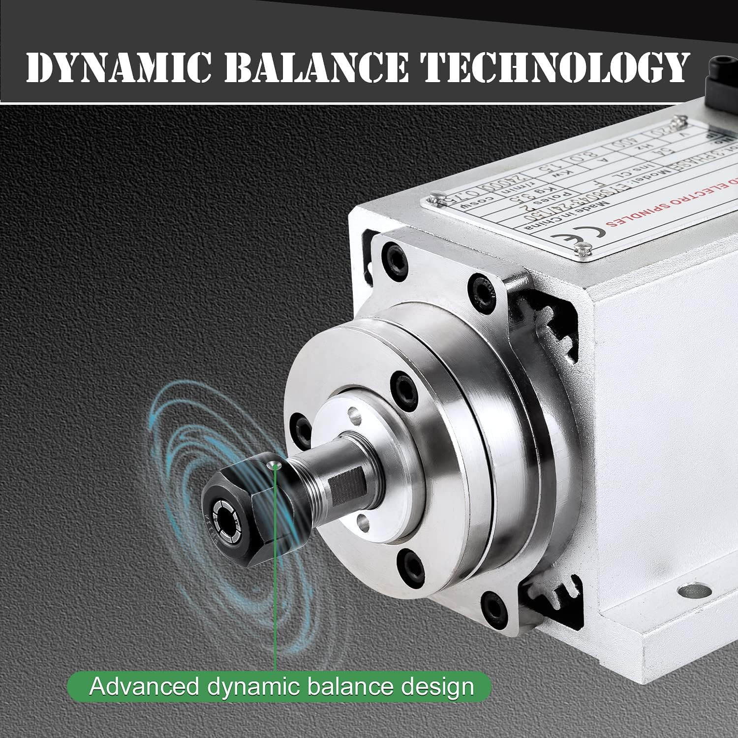 CNC Spindle Motor Kits,110V 1.5KW ER16 Square Air Cooled Spindle Motor CNC Spindle CNC Motor + 110V 1.5KW VFD + Collets Set ER16+ Wires + Drill Bits+Wrenches for CNC Router Machine - Image 2