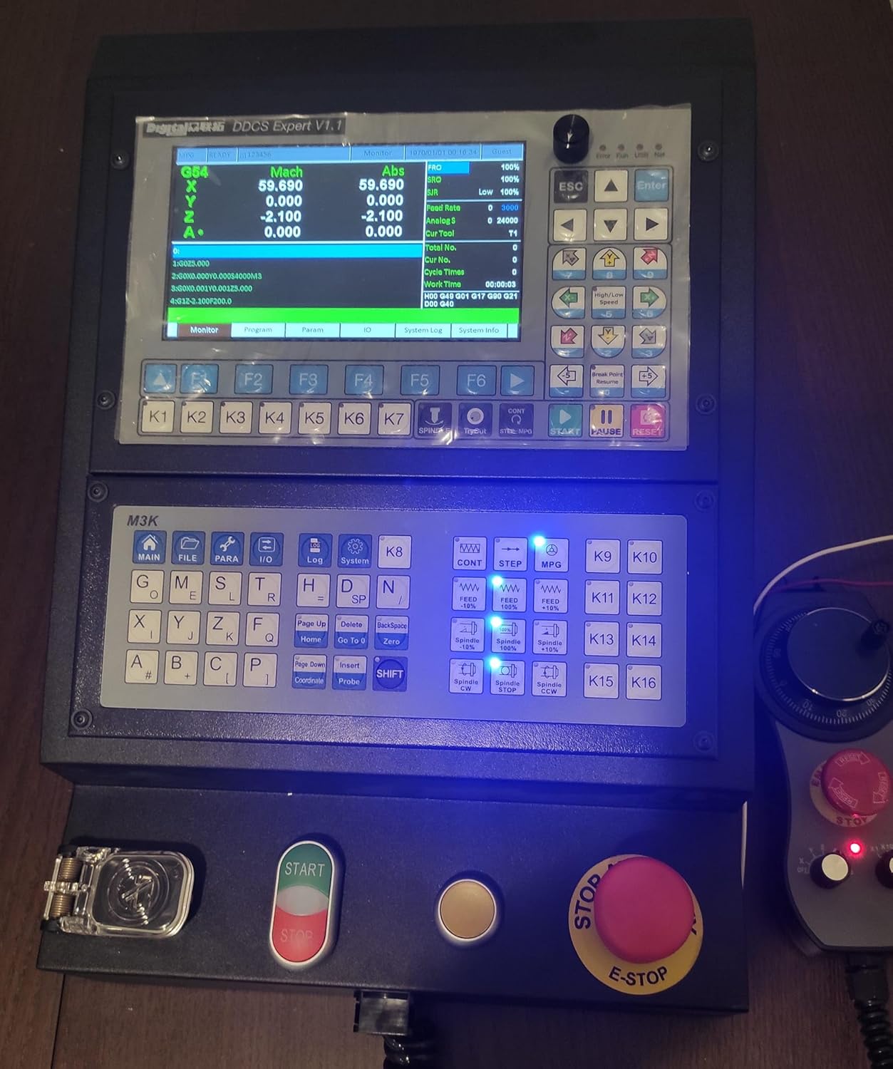 CNCTOPBAOS DDCS Expert 5 Axis CNC Controller System Offline Stand-Alone PLC Servo Stepper Motor Motion Control 1000KHz with MPG Handwheel with M3K Extended Keyboard with Two 75W 24V DC Power Supply