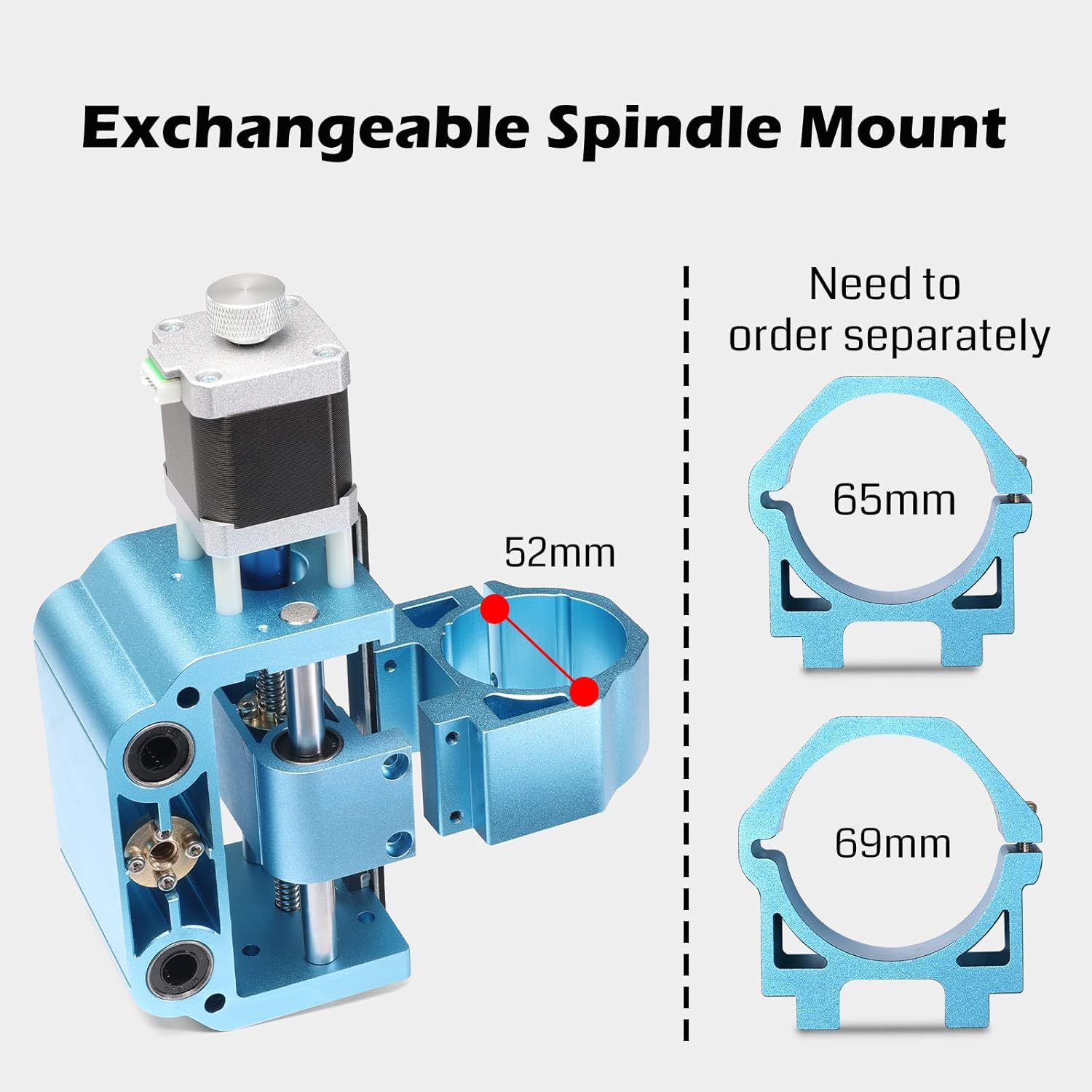 Genmitsu Upgraded Aluminum Z Axis Assembly V2 Kit With Motor Mount for 775 and 300-500W Spindles, 43mm & 52mm Diameter Holder for 3018-PROVer Series CNC Machine - Image 2
