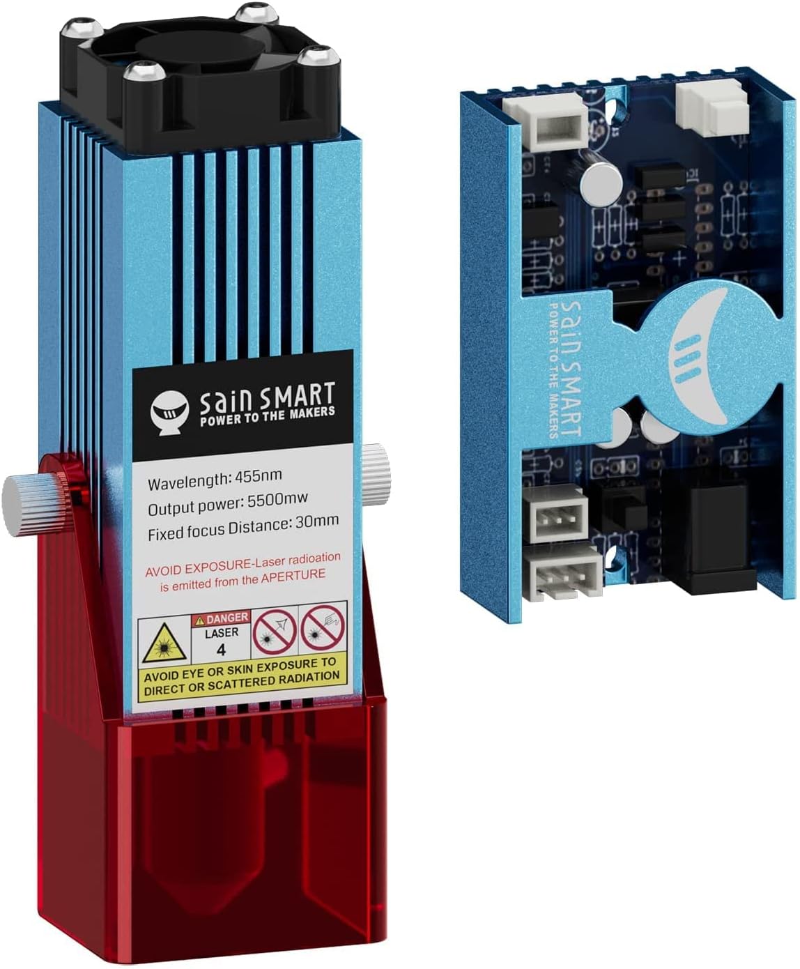 Genmitsu CFL55P Compressed Spot Laser Module with Air Assist Nozzle, 0.1mm*0.1mm Laser Spot, 5.5W FAC Module for 3018-PRO, 3018-PROVer V2, PROVerXL 6050 Plus CNC Router Machine