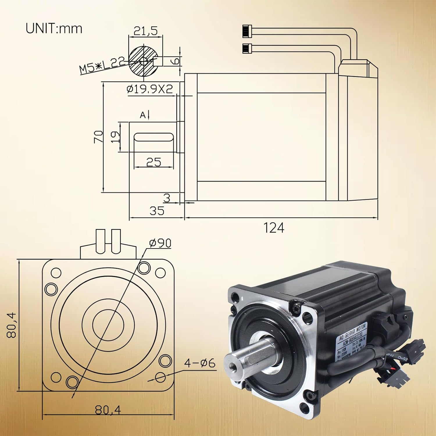 RATTMMOTOR YPMC-1000W 110V Servo Motor Kit, Servo Motor with Servo Motor Driver CNC Controller Kit for CNC Engraver Milling Machine/Robot (Without Brake)