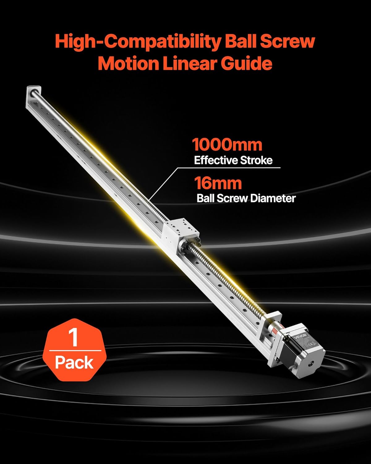 VEVOR Linear Guide, 1000 mm Stroke Work Size, Ball Screw Motion CNC Linear Guide Stage Actuator, Motorized Nema 23 Stepper Motor, High Precision, for Engraving Machine CNC Milling Machine 3D Printer