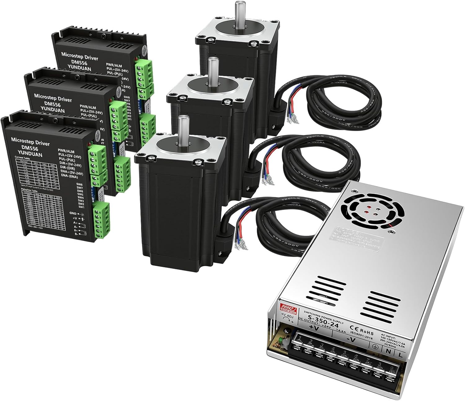 5 Axis CNC Controller Kit Nema 23 57mm Stepper Motor 3Nm 425 oz.in 2-Phase 3A DM556 Step Motors Driver,2 PCS 350W Power Supply, Mach3 Control Card for CNC Router Milling Engraving Machine - Image 7