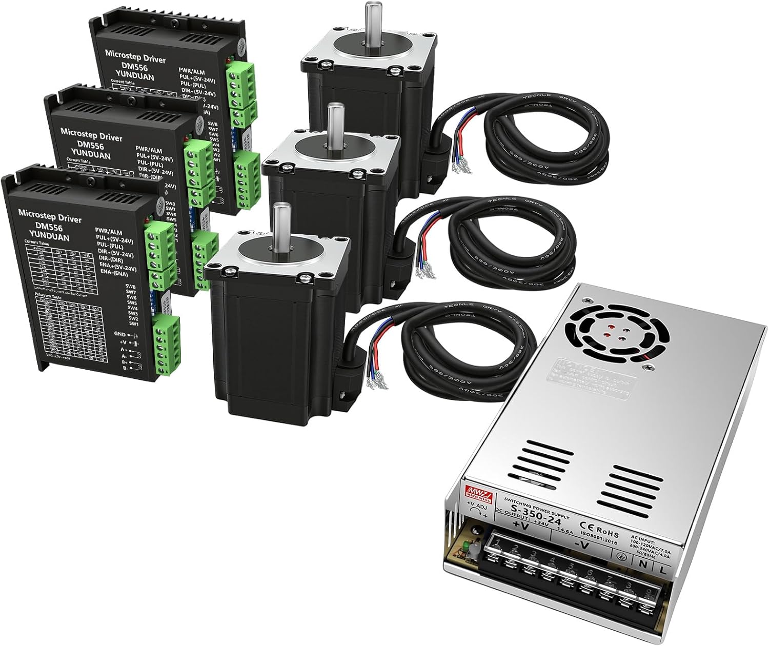 5 Axis CNC Controller Kit Nema 23 57mm Stepper Motor 3Nm 425 oz.in 2-Phase 3A DM556 Step Motors Driver,2 PCS 350W Power Supply, Mach3 Control Card for CNC Router Milling Engraving Machine - Image 8