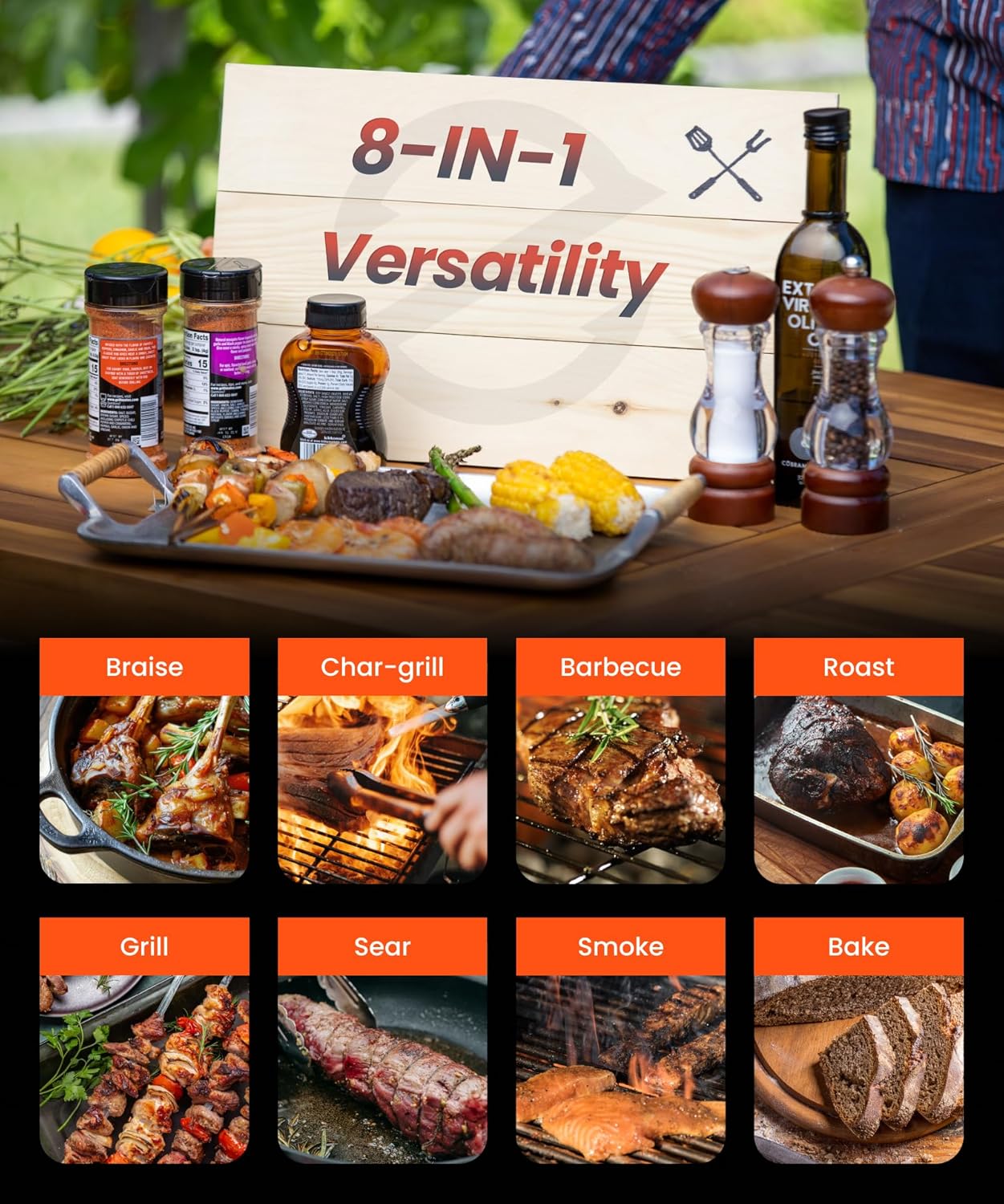 Z GRILLS ZPG-550B2 Wood Pellet Grill & Smoker with PID 3.0 Controller, 553 sq in Cooking Area, Meat Probe, Hopper Cleanout, 8 in 1 BBQ Grill Outdoor Auto Temperature Control, Black - Image 6