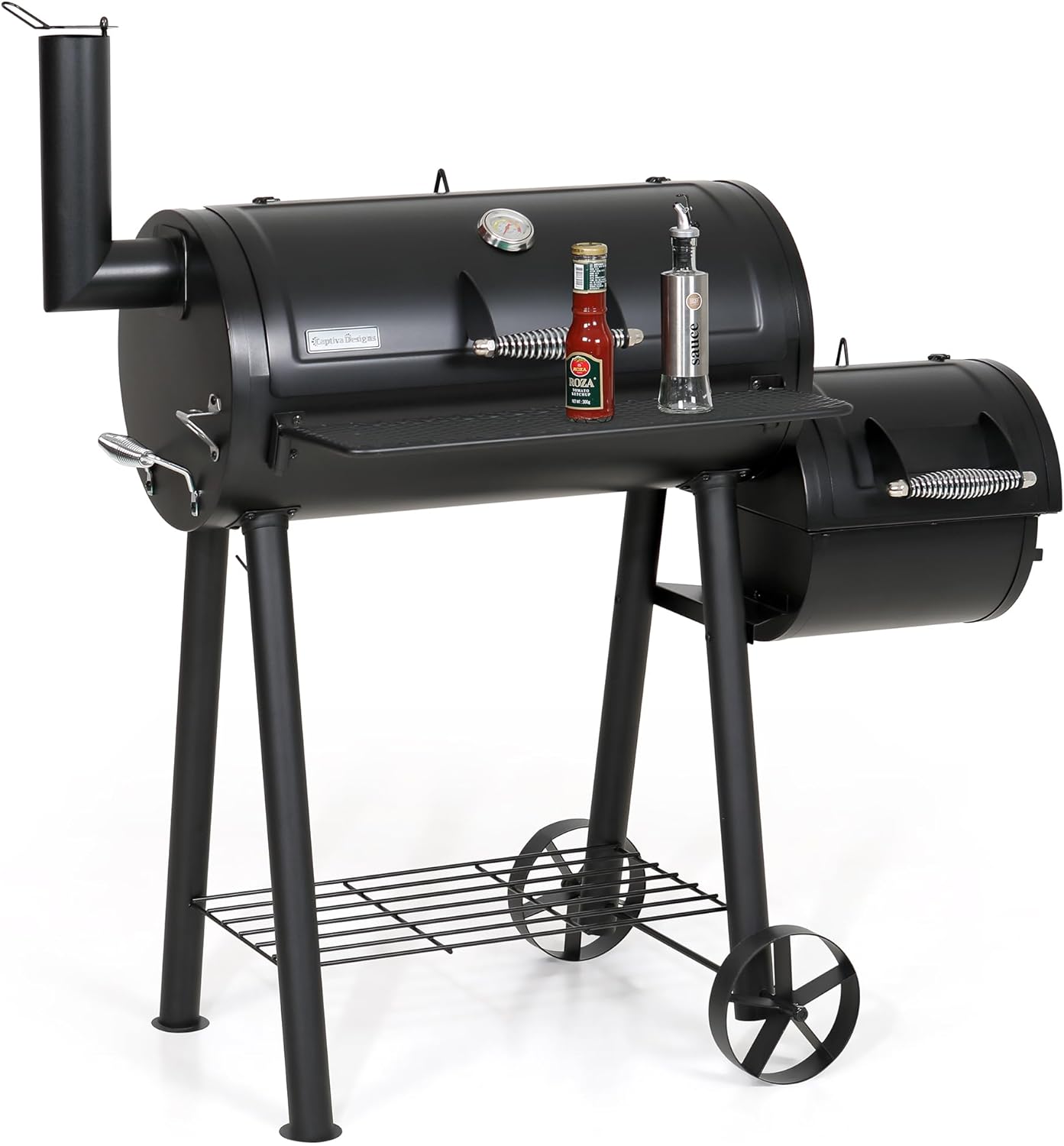 Captiva Designs Heavy Duty Outdoor Smoker,Extra Large Cooking Area(941 sq.in. in Total) Offset Smoker, Best Charcoal Smoker and Grill Combo for Outdoor Garden Patio and Backyard Cooking - Image 7