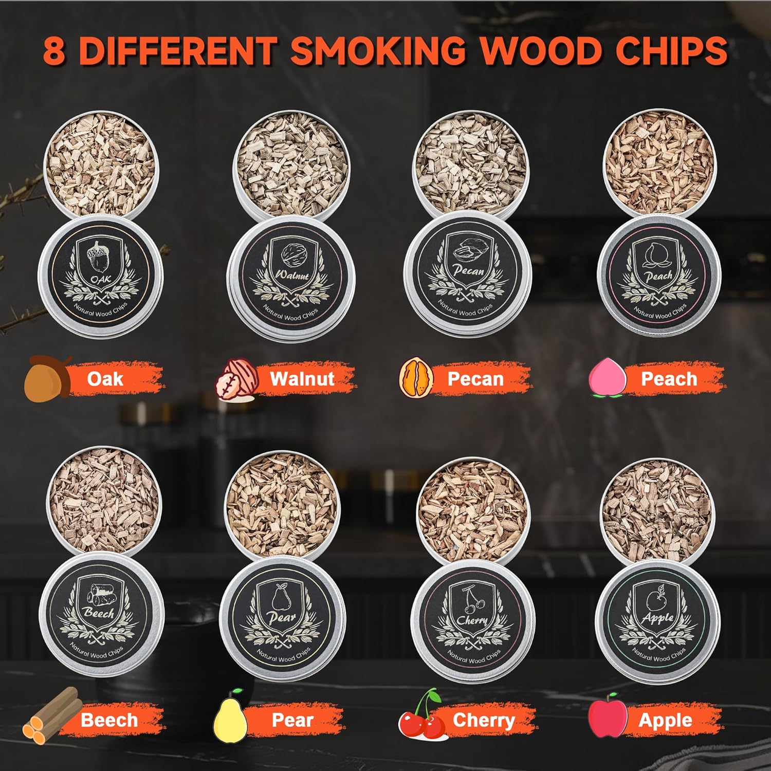 Elegant Cocktail Smoker Kit - Complete Whiskey Drink Smoking Gun with 8 Flavors of Wood Chips, Dome, and Accessories, Adds Flavor to Food and Drinks, Infuser Kit for Indoor Outdoor Use