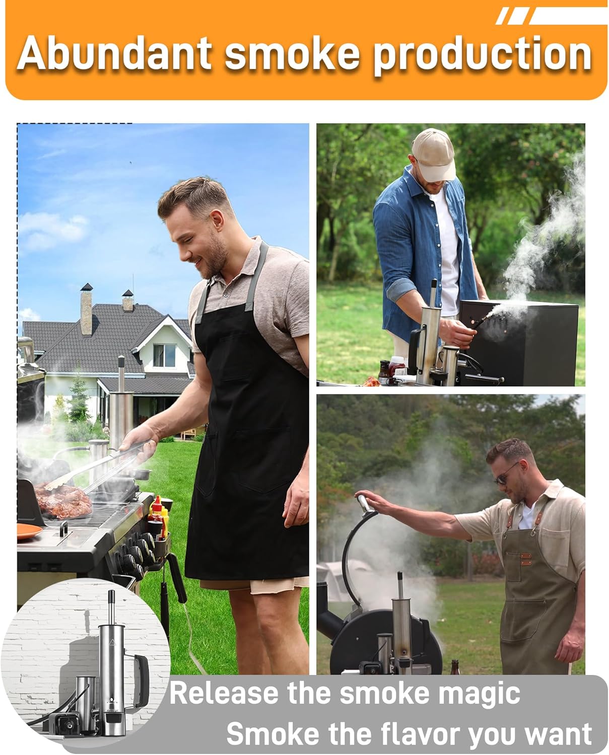 Walpreson Cold Smoke Generator for Any Grill - 304 Stainless Steel Smoker Tube, Double Tube to Cut Tar for Non-Greasy Taste, Anti-Scald Handle, Camping/Backyard BBQ, Savor Rich Clean Flavor Easily