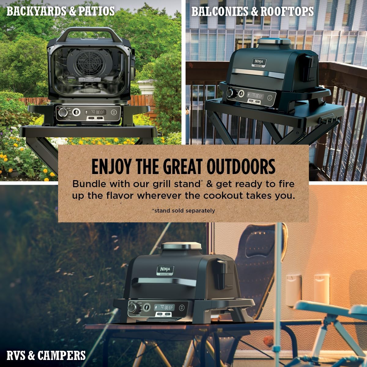 Ninja OG751 Woodfire Pro Outdoor Grill Built-In Thermometer,7-in-1 Master Grill,BBQ Smoker,& Outdoor Air Fryer Plus Bake,Roast,Dehydrate & Broil,Woodfire Technology,Weather-Resistant,Grey XL - Image 3