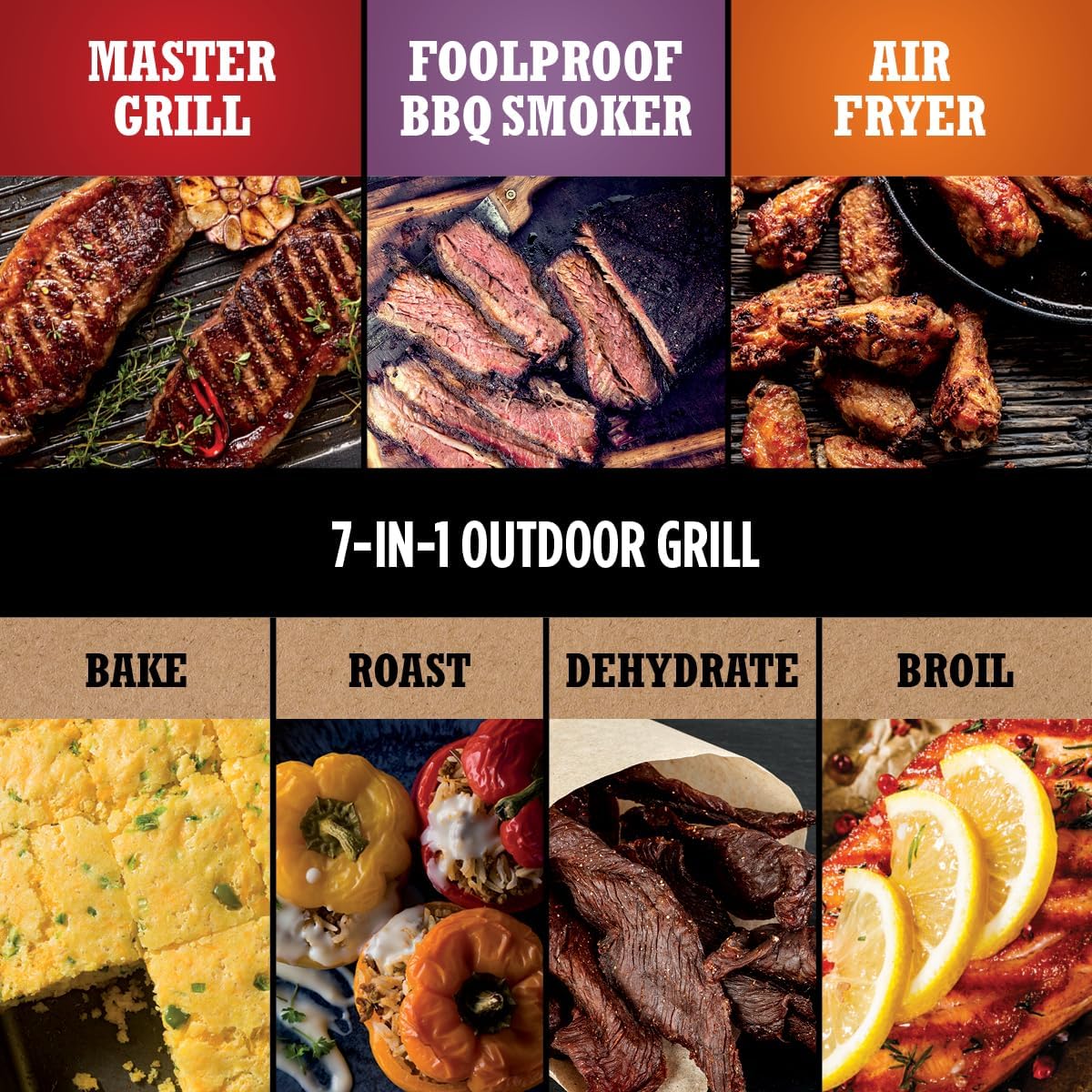 Ninja OG751 Woodfire Pro Outdoor Grill Built-In Thermometer,7-in-1 Master Grill,BBQ Smoker,& Outdoor Air Fryer Plus Bake,Roast,Dehydrate & Broil,Woodfire Technology,Weather-Resistant,Grey XL - Image 5