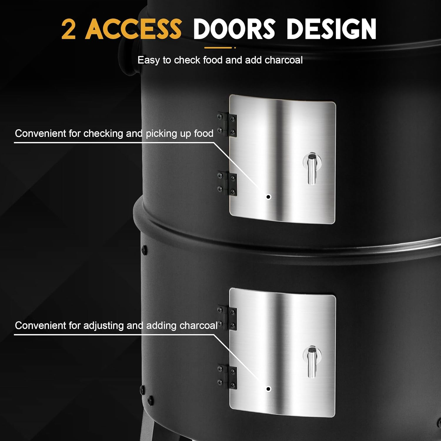 MASTER COOK 16 inch Charcoal Smoker, Vertical BBQ Grill, Heavy Duty 4 In 1 Fire Pit with built-in Thermometer & Adjustable Vent System for Backyard Patio Camping - Image 5