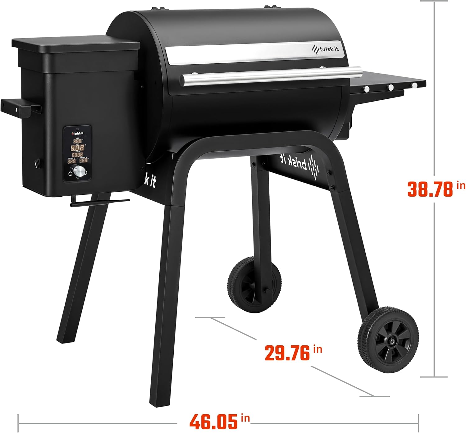 Brisk It Zelos-450 Electric Wood Pellet Smoker Grill u2013 A.I. Smart BBQ Grill with WiFi, 450 sq.in Cooking Area,7-in-1 Outdoor Grill & Smoker, PID Controller (Up to 500°F), Meat Probe