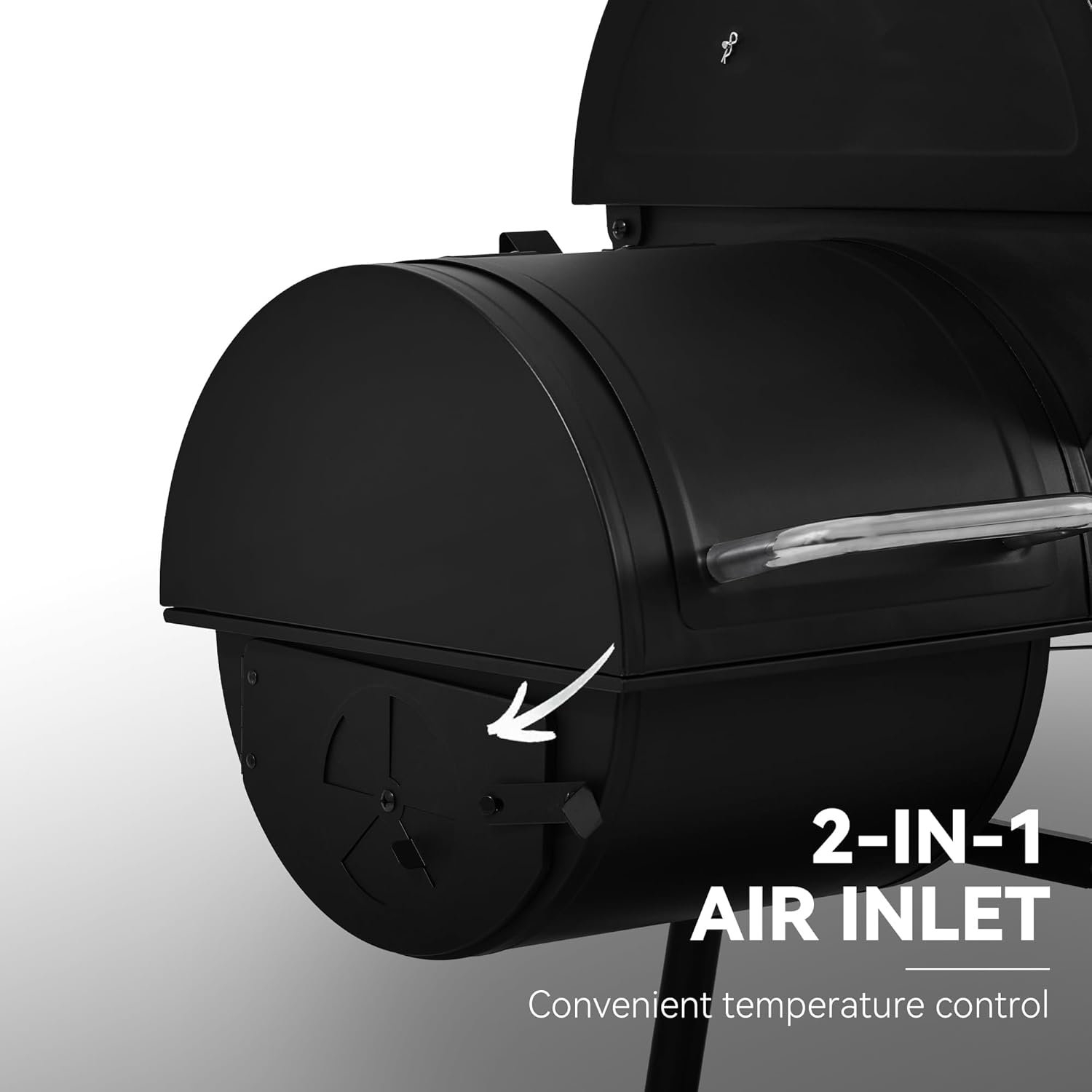 Royal Gourmet CC1830M 30 Inch Barrel Charcoal Grill with Offset Smoker & Warming Rack, Outdoor BBQ Grill with 811 Sq. In. Grilling Space for Backyard, Patio and Parties, Black - Image 6