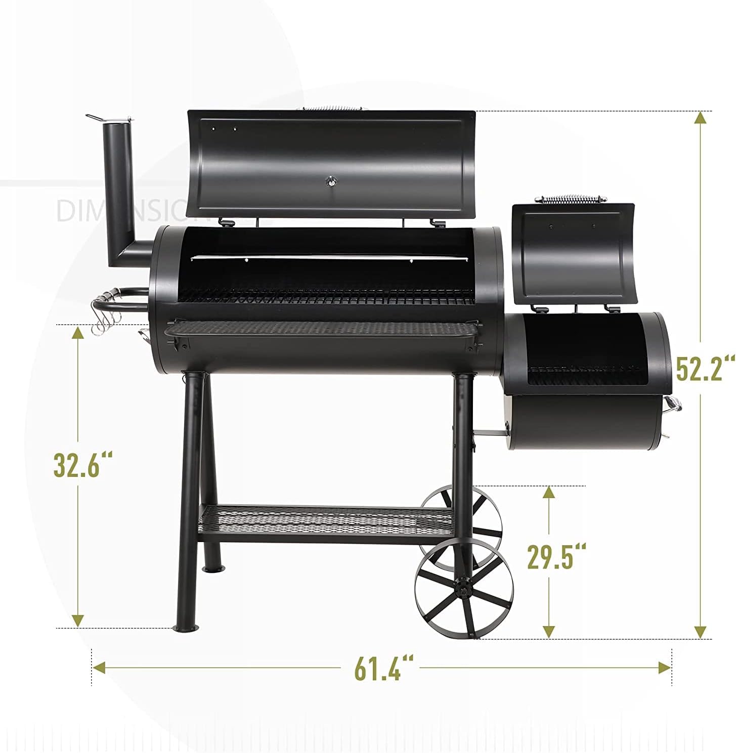 MFSTUDIO Heavy Duty Charcoal Wood Offset Outdoor Smoker Grill, Extra Large Charcoal Grill with Smoker Combo for BBQ Grilling, 941 SQ.IN.