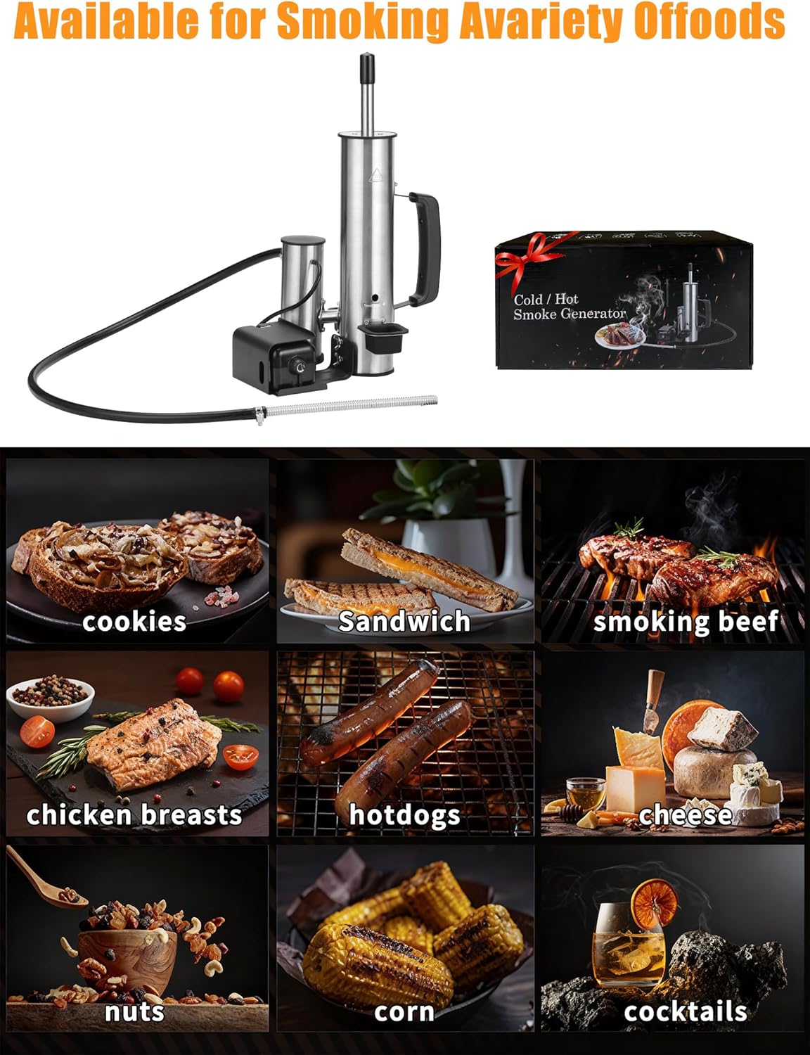 2026 Advanced Cold Smoke Generator, Tube for Pellet Smoker Upgrade, Smoker Attachment for Gas Grilling, Portable Cordless Electric, Hot or Cold Smoking: Fits Weber, Traeger, Pit Boss, East Oak ect... - Image 3