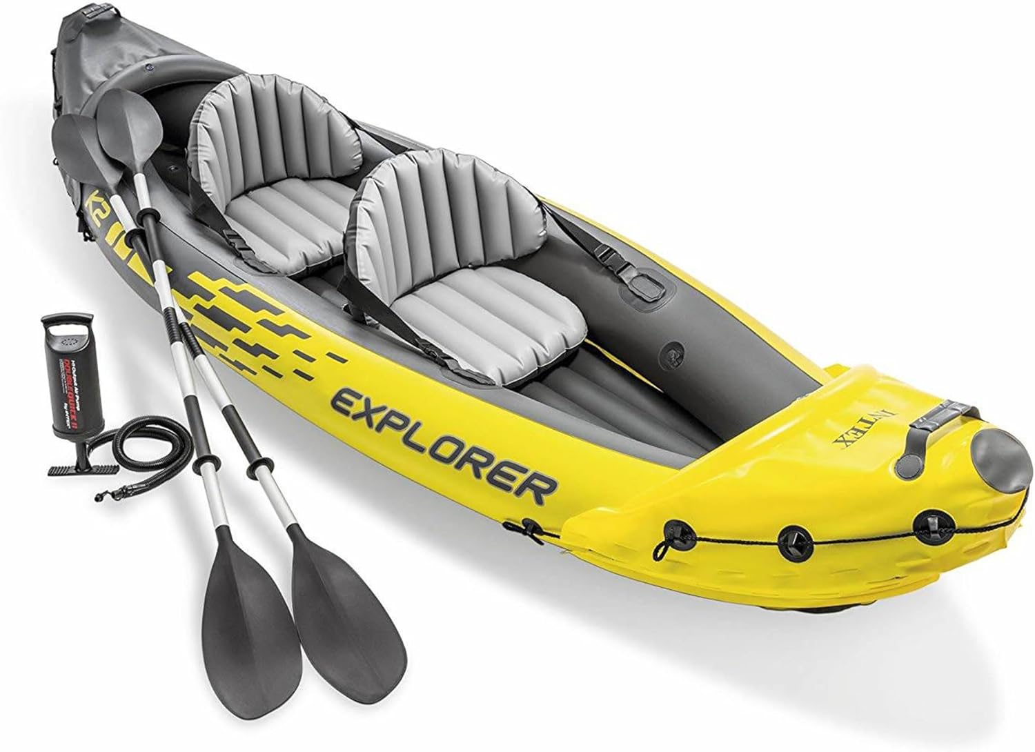 Intex 68307EP Explorer K2 Inflatable Kayak Set: Includes Deluxe 86in Aluminum Oars and High-Output Pump u2013 SuperStrong PVC u2013 Adjustable Seats with Backrest u2013 2-Person u2013 400lb Weight Capacity - Image 7