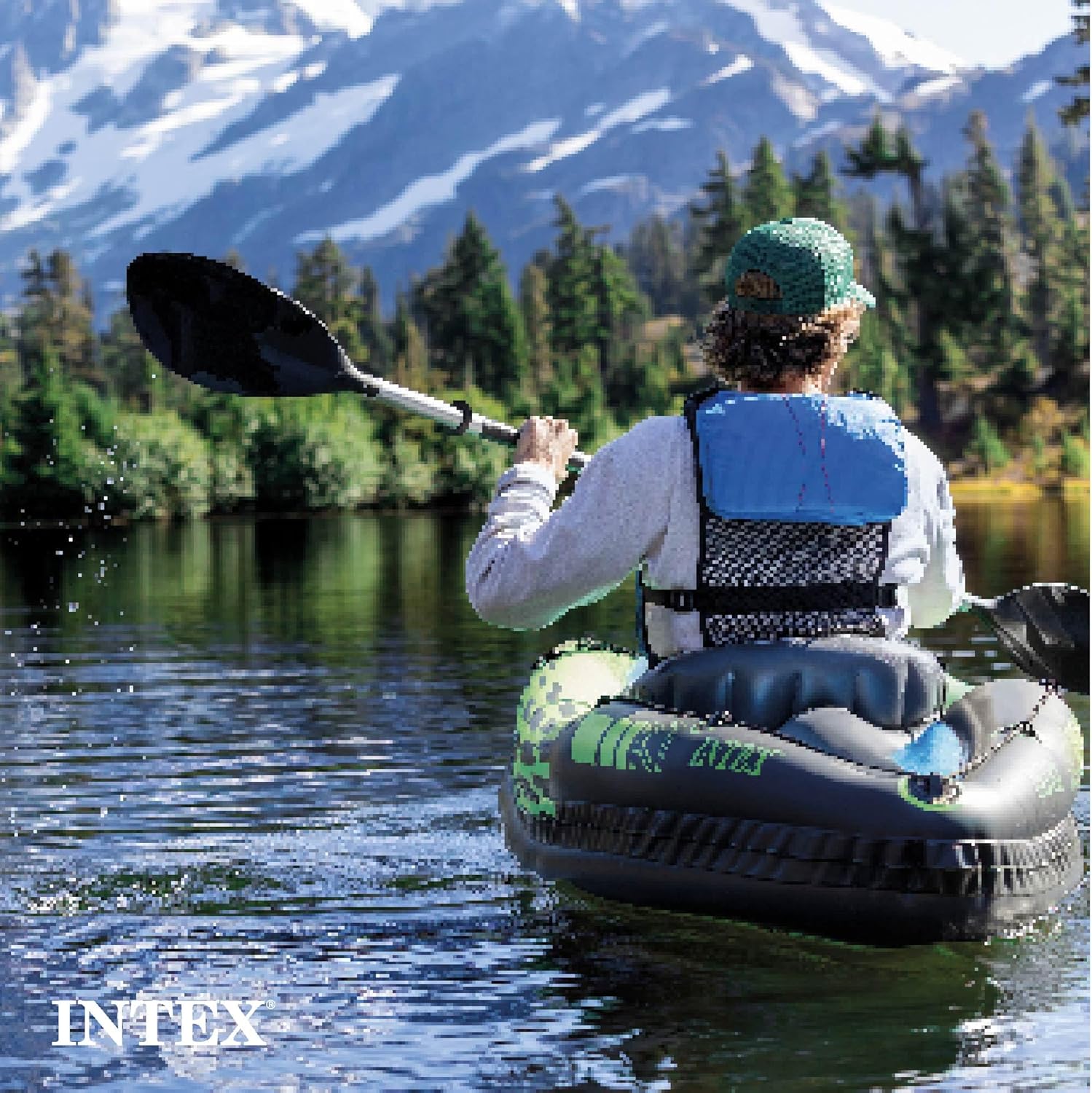 INTEX Challenger Inflatable Kayak Series: Includes Deluxe 86in Kayak Paddles and High-Output Pump u2013 SuperStrong PVC u2013 Adjustable Seat with Backrest u2013 Removable Skeg u2013 Cargo Storage Net - Image 5