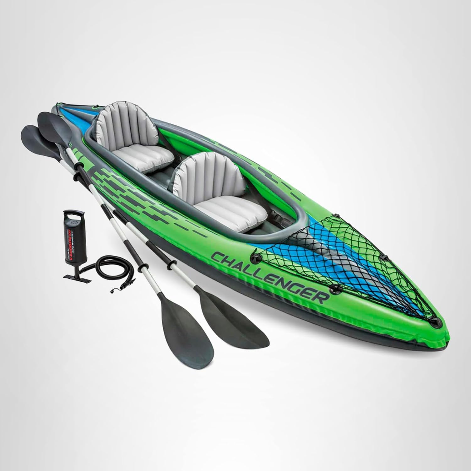 INTEX Challenger Inflatable Kayak Series: Includes Deluxe 86in Kayak Paddles and High-Output Pump u2013 SuperStrong PVC u2013 Adjustable Seat with Backrest u2013 Removable Skeg u2013 Cargo Storage Net - Image 9