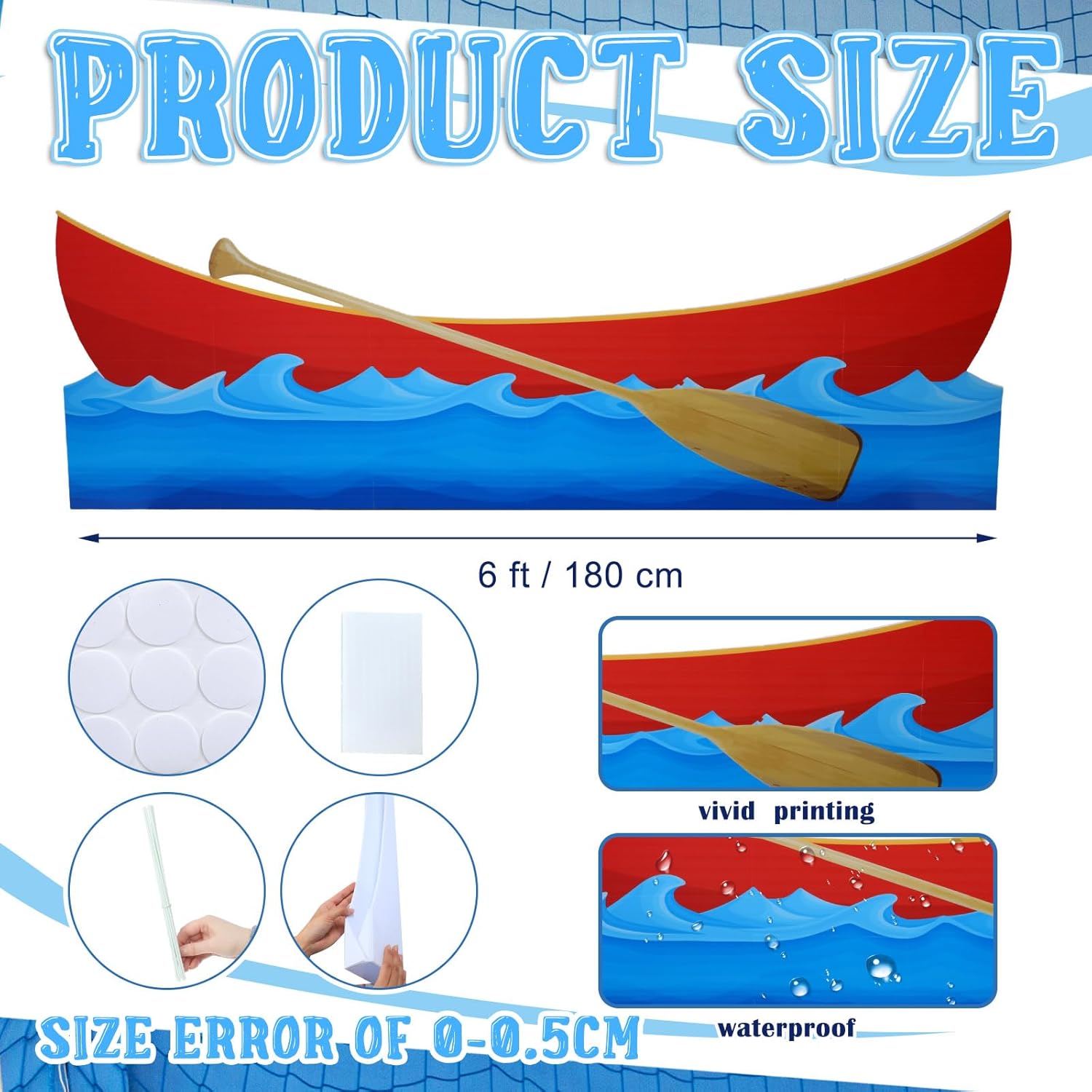 Beeveer Canoe Cardboard Cutout Stand up Set Beach Nautical-Inspired Events Camping-Themed Canoe Stand up Photo Props for VBS Vacation Bible School Party Supplies (6 Ft) - Image 2