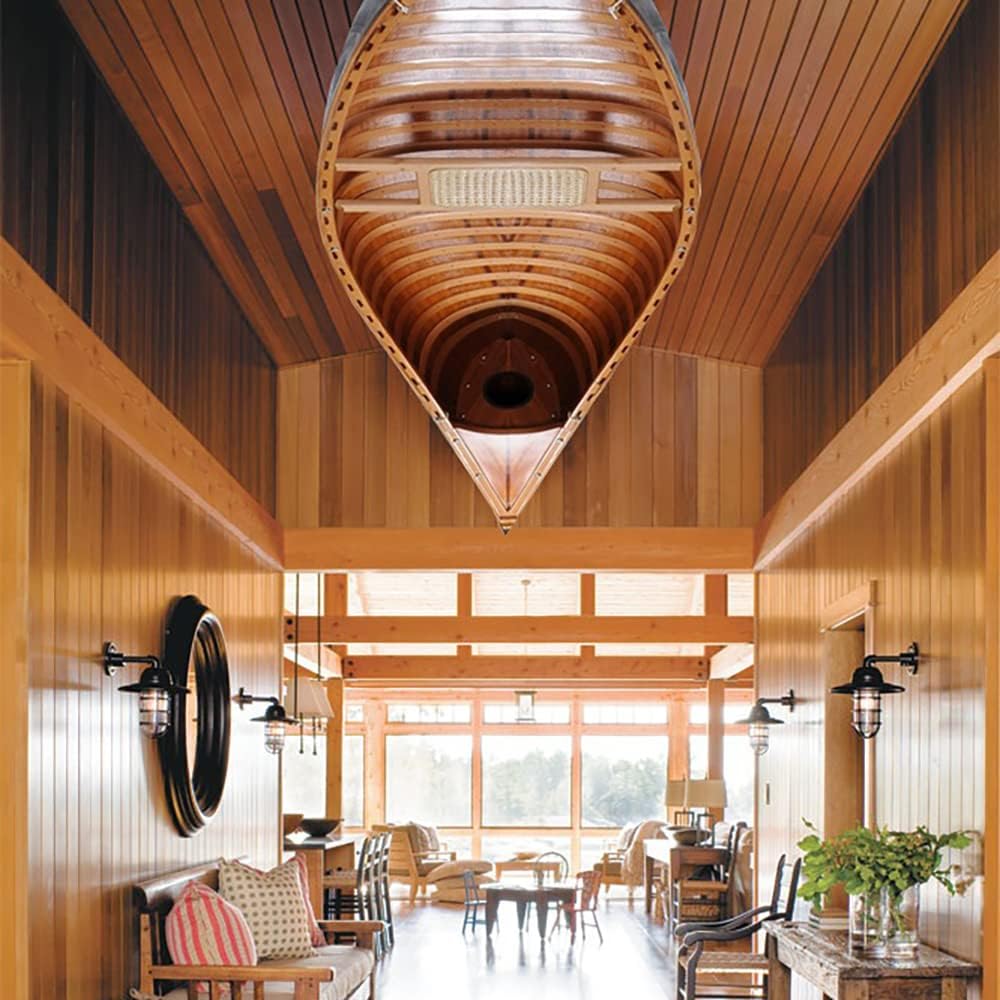 Wooden Canoe with Ribs Curved Bow, 10-Feet, Natural Wood for Display