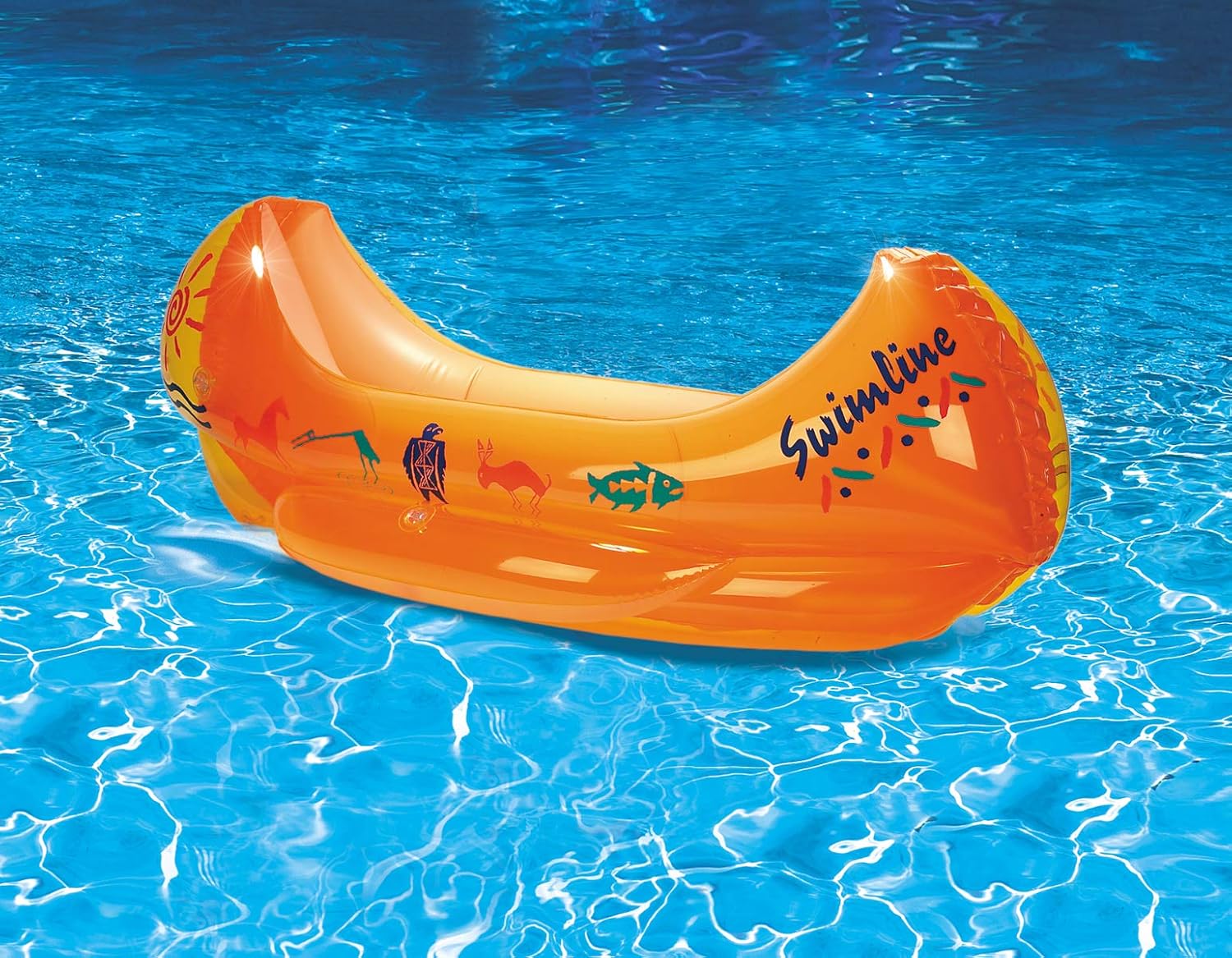 SWIMLINE Inflatable Swimming Pool Float Ride-On Mattress Lounger Raft u2013 Fun Poolside Relaxation for Crew, Canoe, Orange, 46"