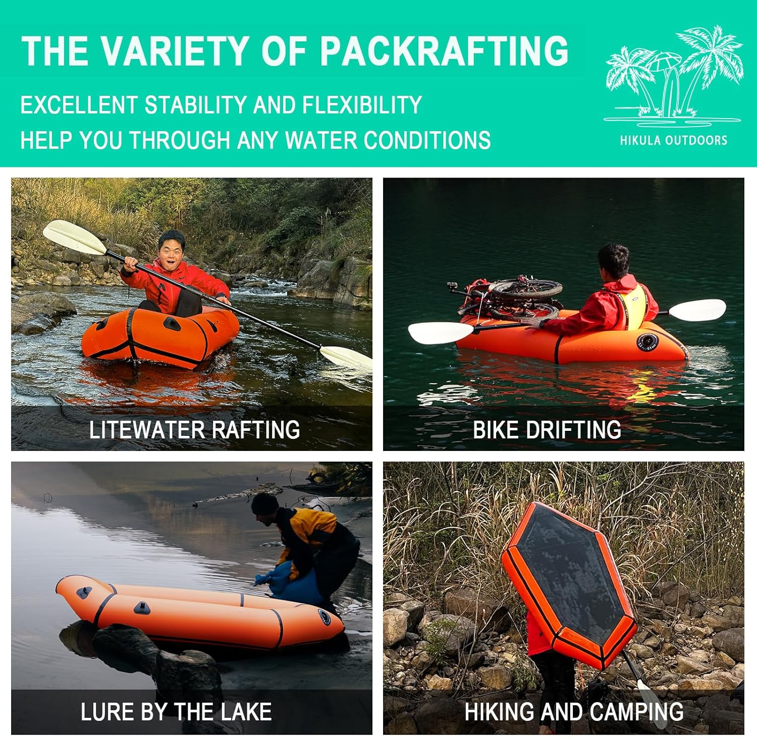 HIKULA Inflatable Lightweight TPU PackRaft Eco-Friendly White Water Rafting Micro Inflatable Kayak Canoe Carry Bag Included - Image 5