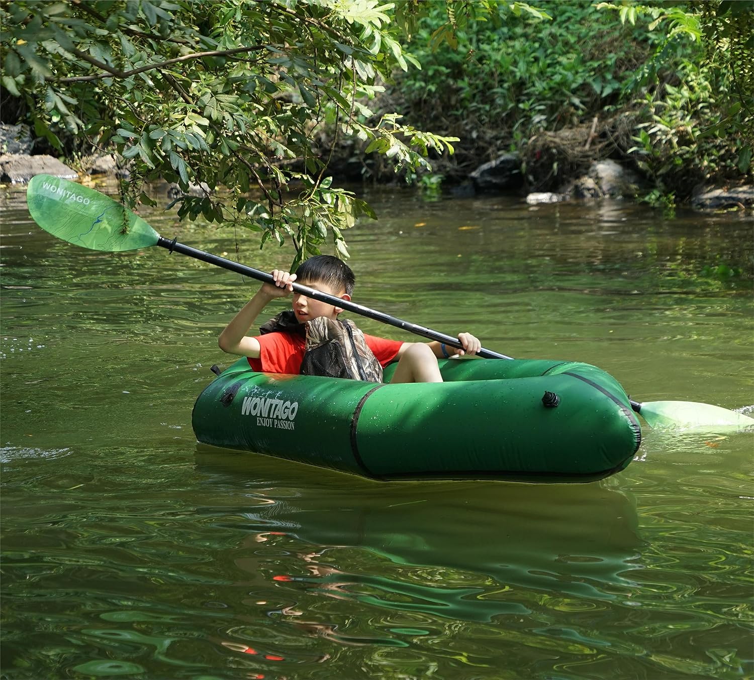 HIKULA Inflatable Lightweight TPU PackRaft Eco-Friendly White Water Rafting Micro Inflatable Kayak Canoe Carry Bag Included - Image 6