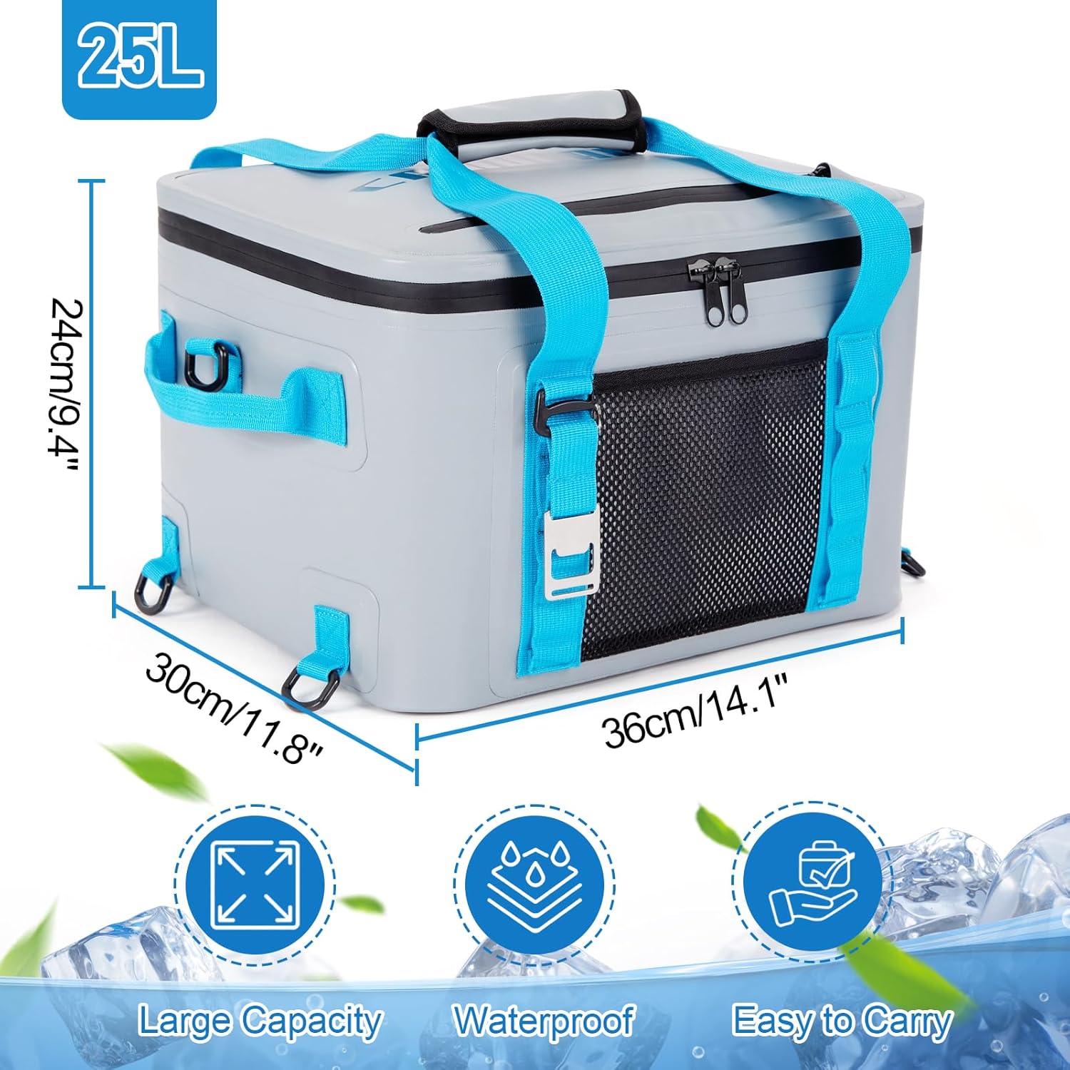 CAMULAND Cooler Waterproof Paddle Board Cooler Bag – 25L Insulated SUP Deck Bag with Bottle Opener, Detachable Compartments & Multiple Pockets, Holds 30 Cans, Good for Kayaking, Camping & Water Sports